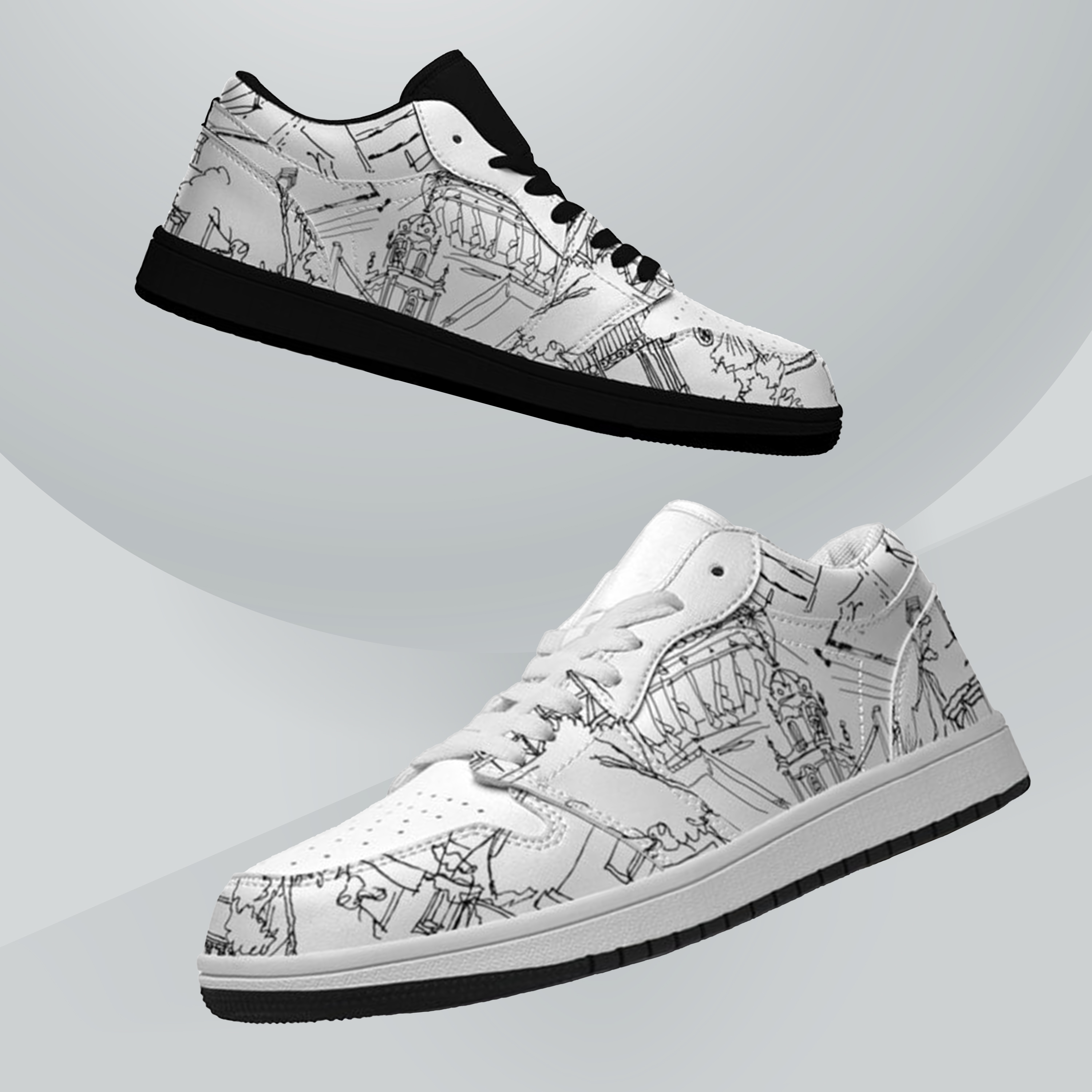 Jordan 1-25-cy-Quiet Luxe-9, Jordan 1 Retro Low Sneakers, Personalized Light Luxury Vintage Sneakers, Custom Printed Design, Light Breathable, Casual Walking Shoes, Fashion Sneakers