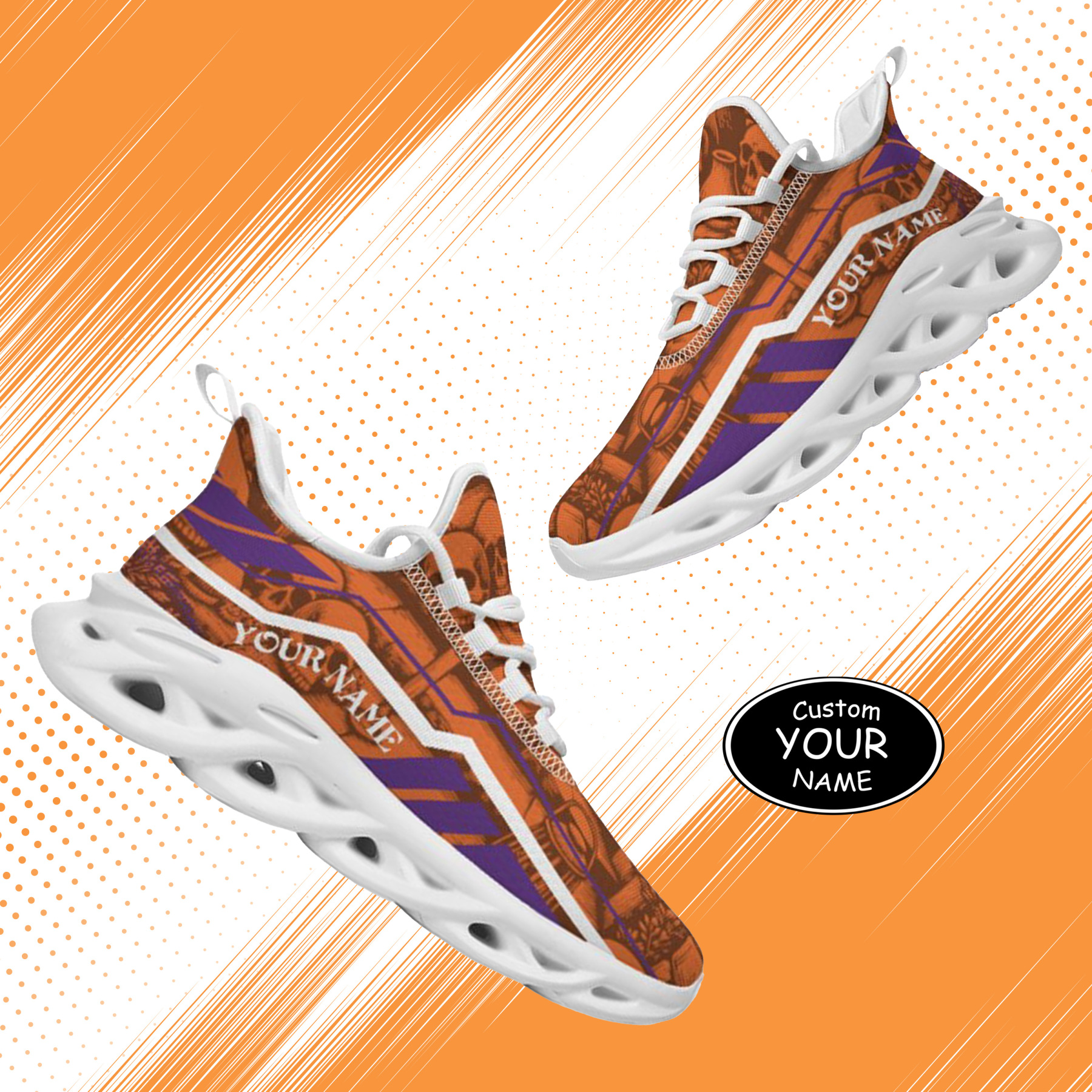 Personalized Clemson Tigers Custom Max Sowl Shoes, Patriotic Running Sneakers, Custom Comfortable Walking Shoes