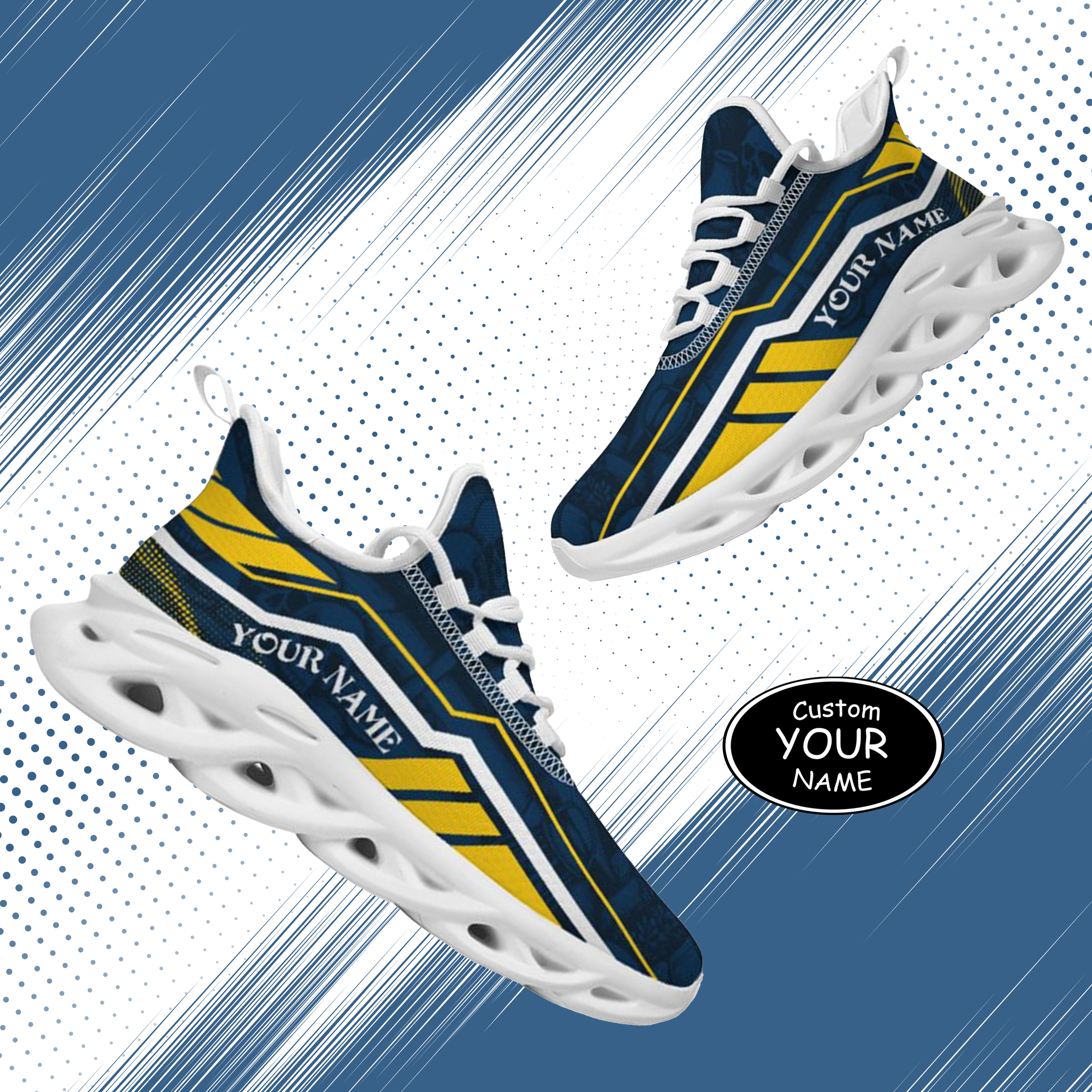 Personalized Michigan Wolverines Custom Max Sowl Shoes, Patriotic Running Sneakers, Custom Comfortable Walking Shoes