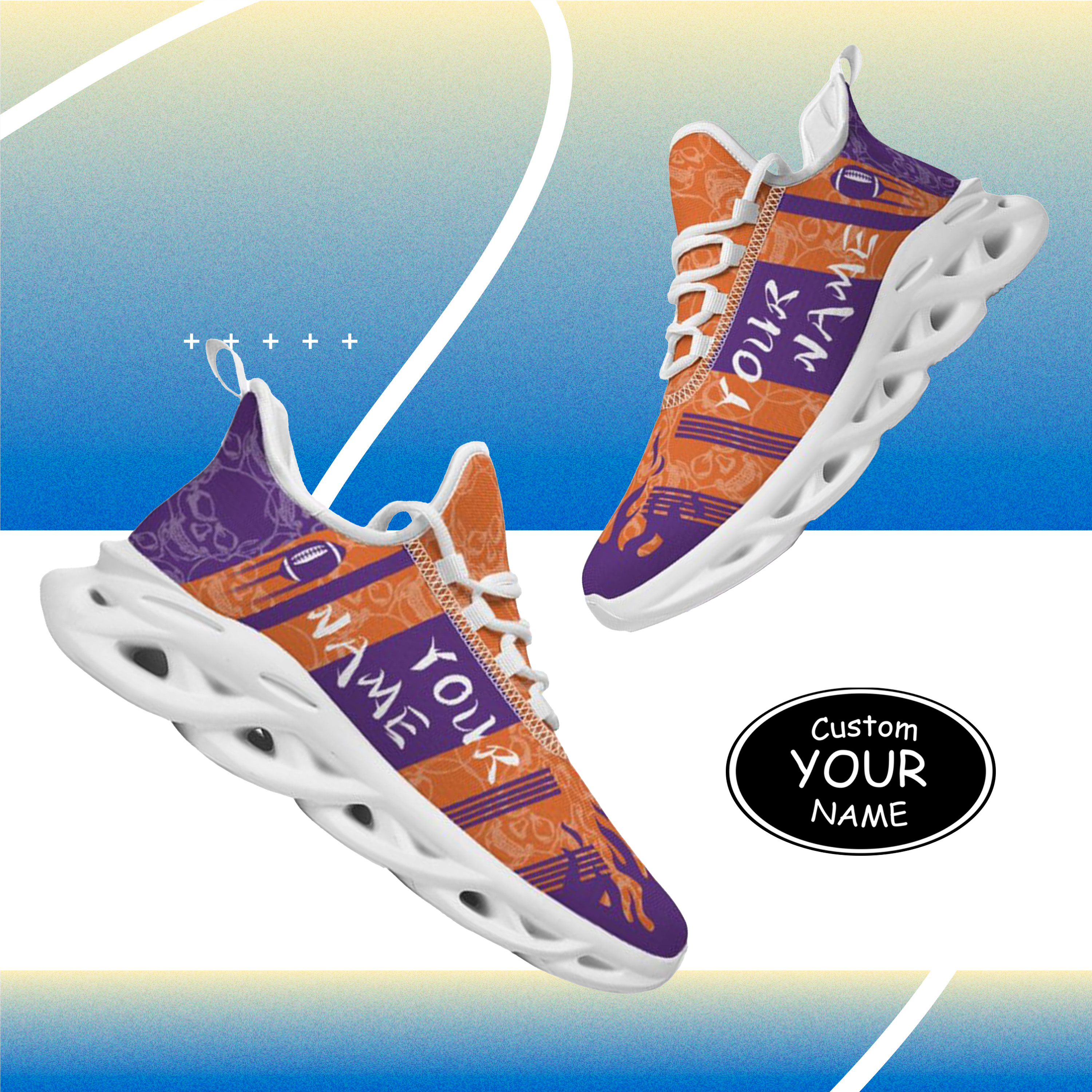 Max Sowl-25-yy-Clemson-1-3, Personalized Clemson Tigers Custom Max Sowl Shoes, Patriotic Running Sneakers, Custom Comfortable Walking Shoes