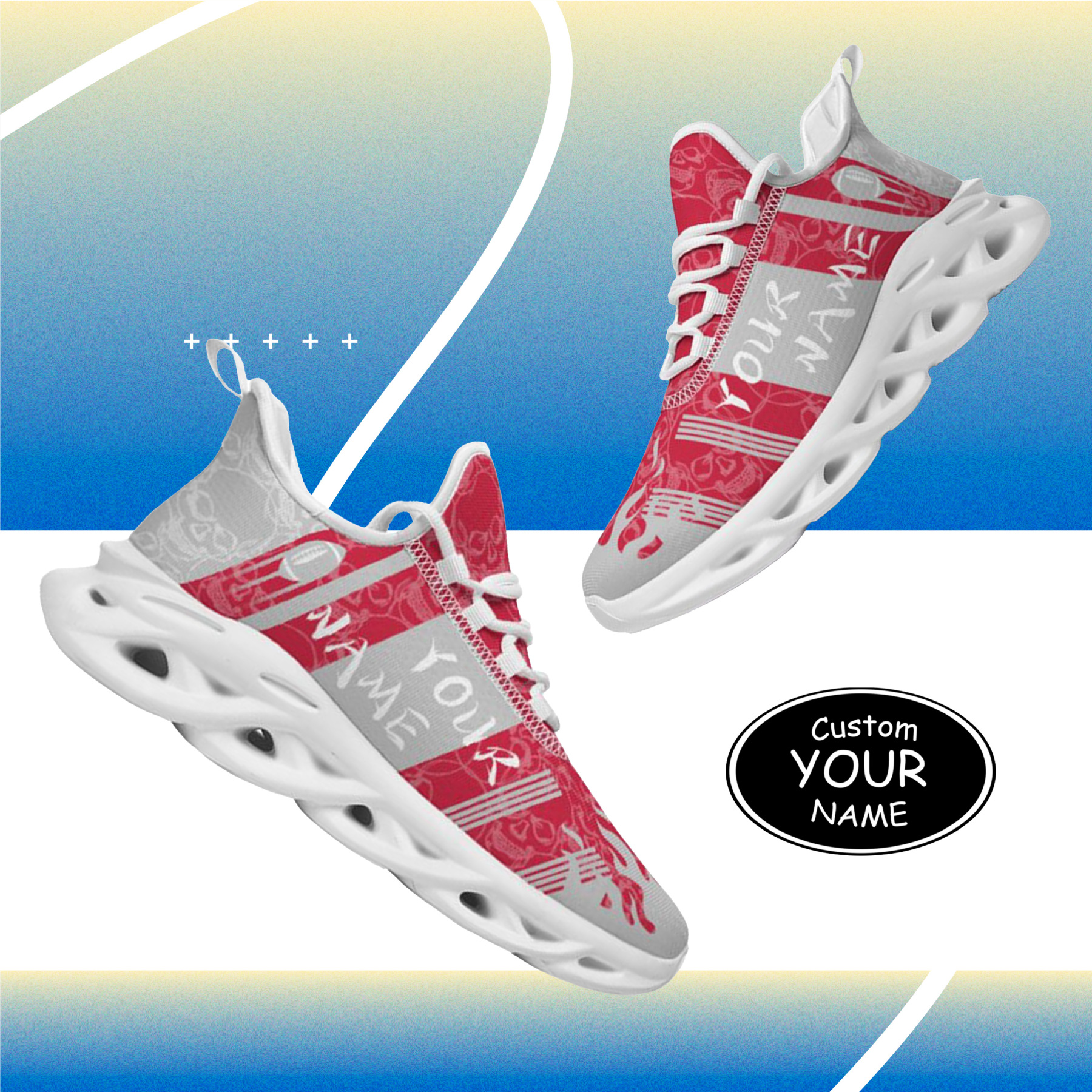 Personalized Alabama Crimson Tide Custom Max Sowl Shoes, Patriotic Running Sneakers, Custom Comfortable Walking Shoes