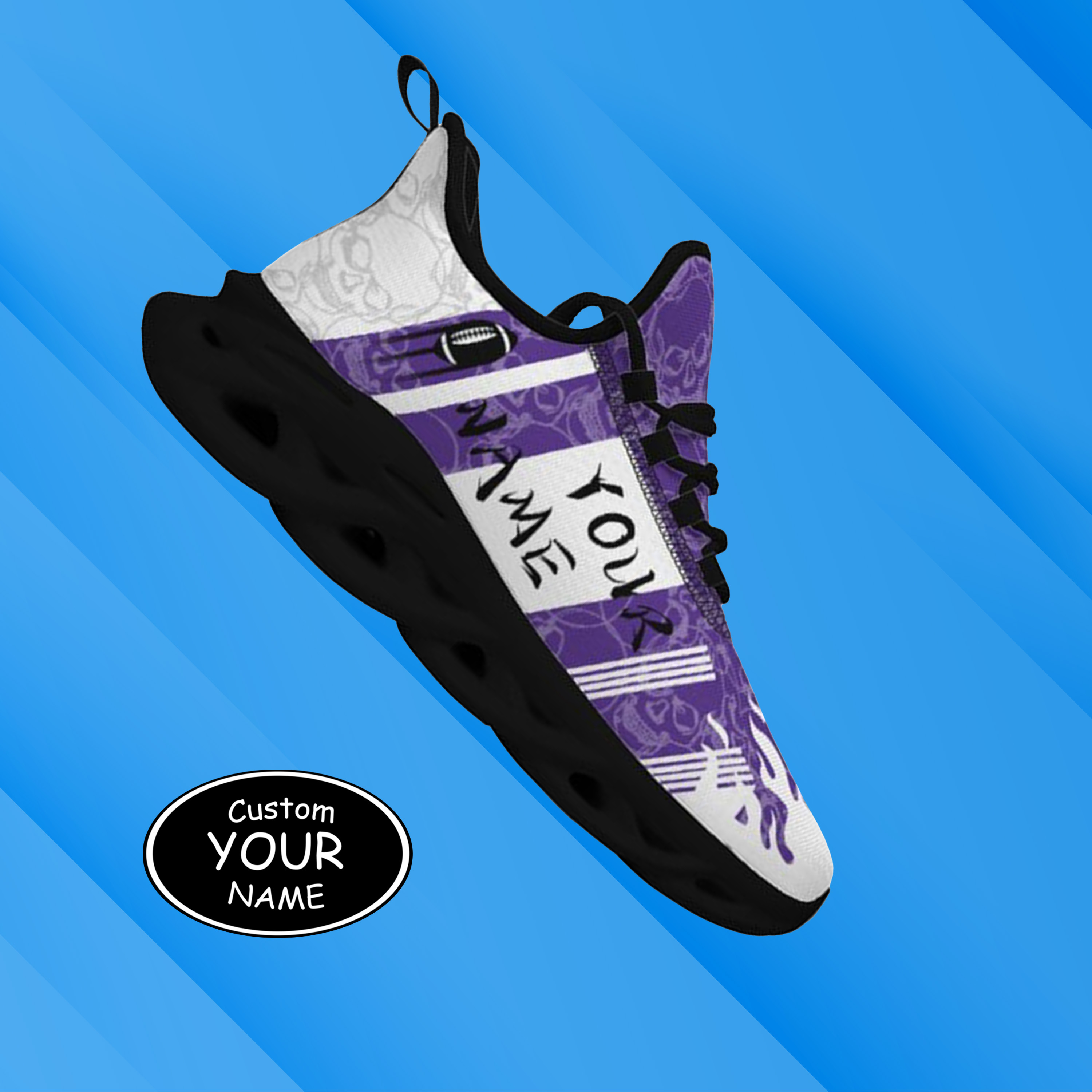 Max Sowl-25-yy-Evanston-21-3, Personalized Northwestern Wildcats Custom Max Sowl Shoes, Patriotic Running Sneakers, Custom Comfortable Walking Shoes