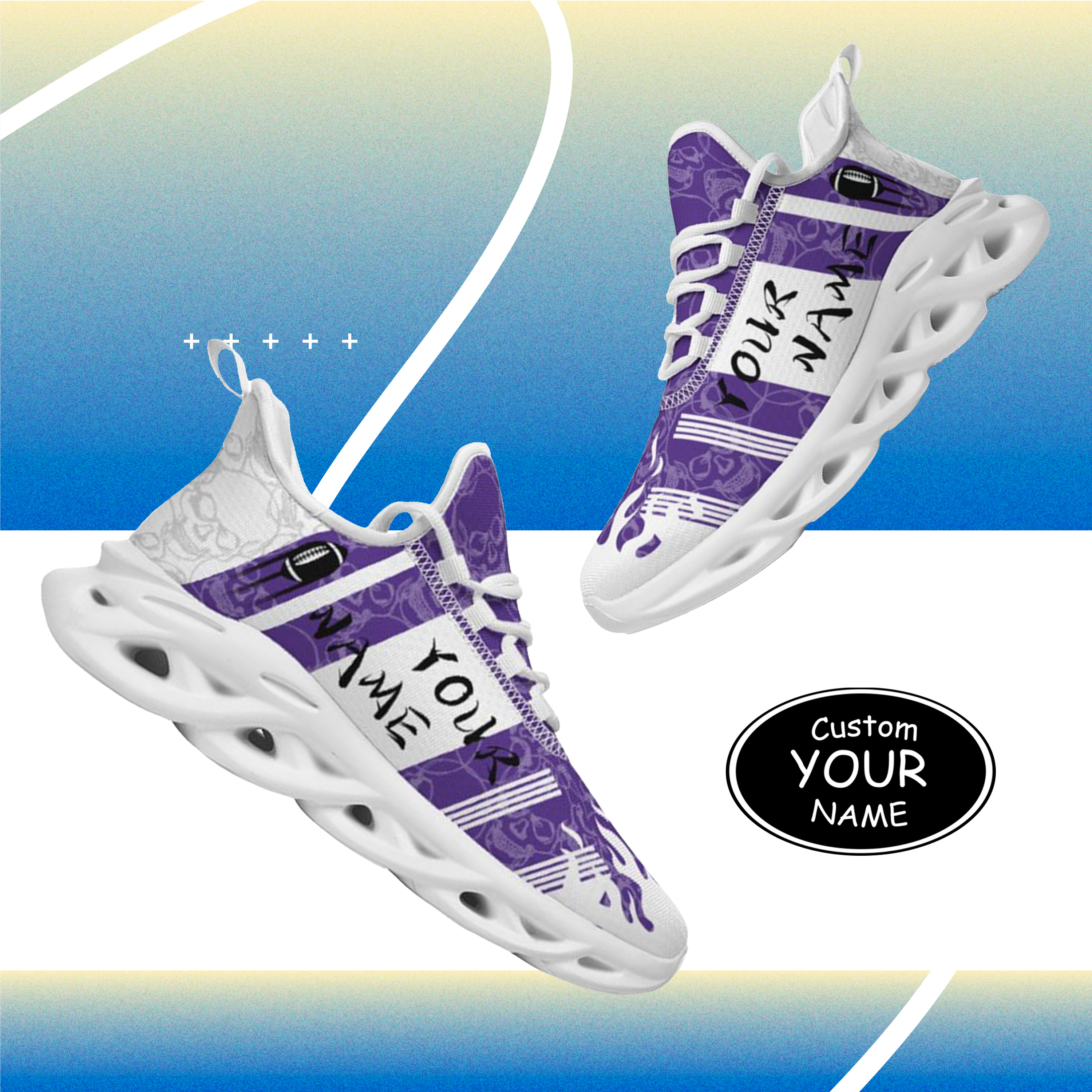 Max Sowl-25-yy-Evanston-21-3, Personalized Northwestern Wildcats Custom Max Sowl Shoes, Patriotic Running Sneakers, Custom Comfortable Walking Shoes