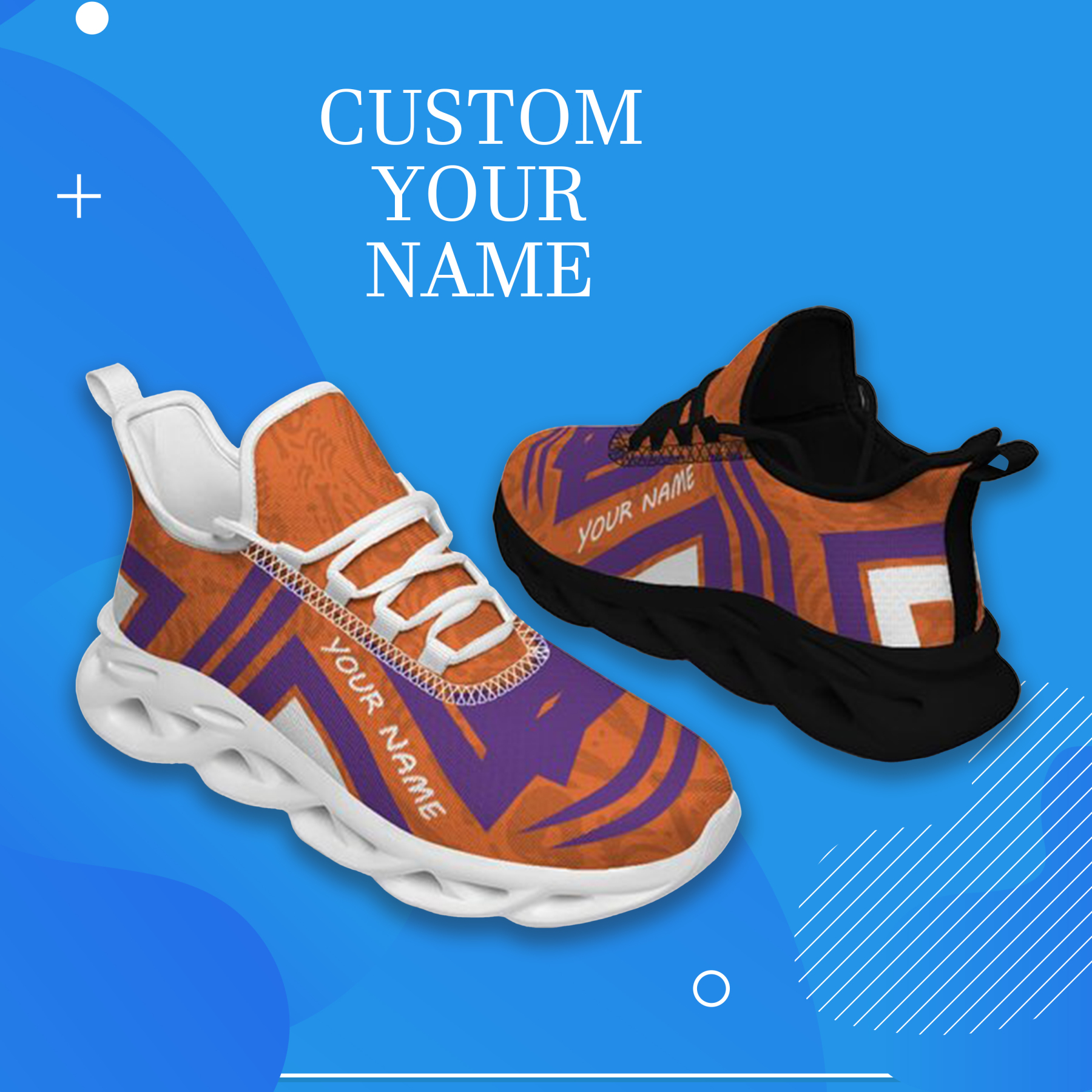 Personalized Clemson Tigers Custom Max Sowl Shoes, Personalized Sport Footwear, Custom Color-Blocked Running Shoes