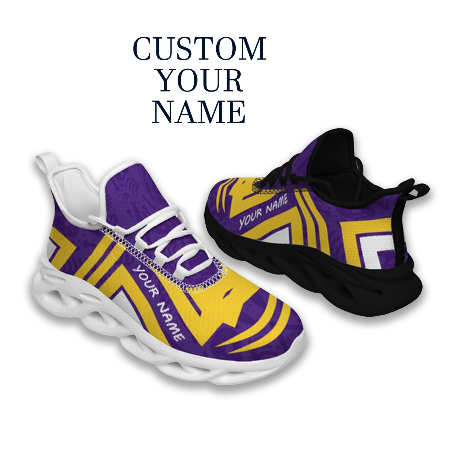 Max Sowl-25-cy-Baton Rouge-6-4, Personalized LSU Tigers Custom Max Sowl Shoes, Personalized Sport Footwear, Custom Color-Blocked Running Shoes
