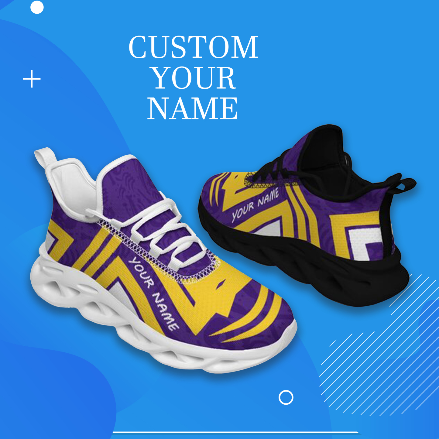 Personalized LSU Tigers Custom Max Sowl Shoes, Personalized Sport Footwear, Custom Color-Blocked Running Shoes
