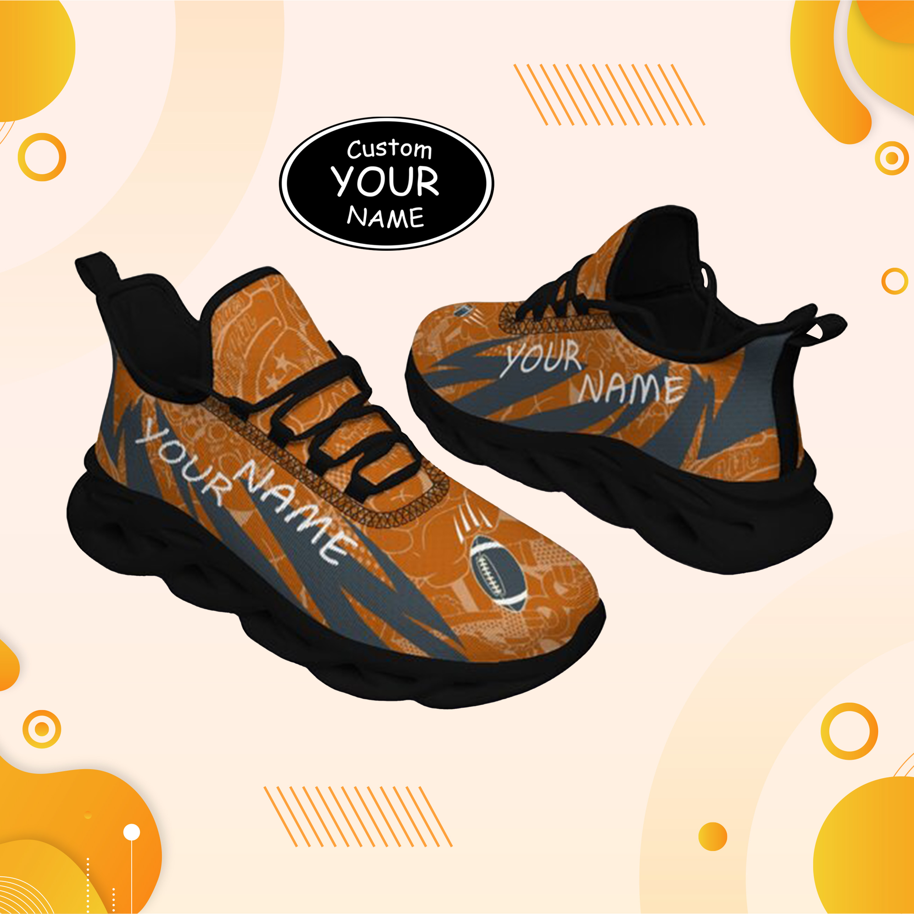 Max Sowl-25-yy-Austin-9-4, Personalized Texas Longhorns Custom Max Sowl Shoes, Personalized Sport Footwear, Custom Color-Blocked Running Shoes