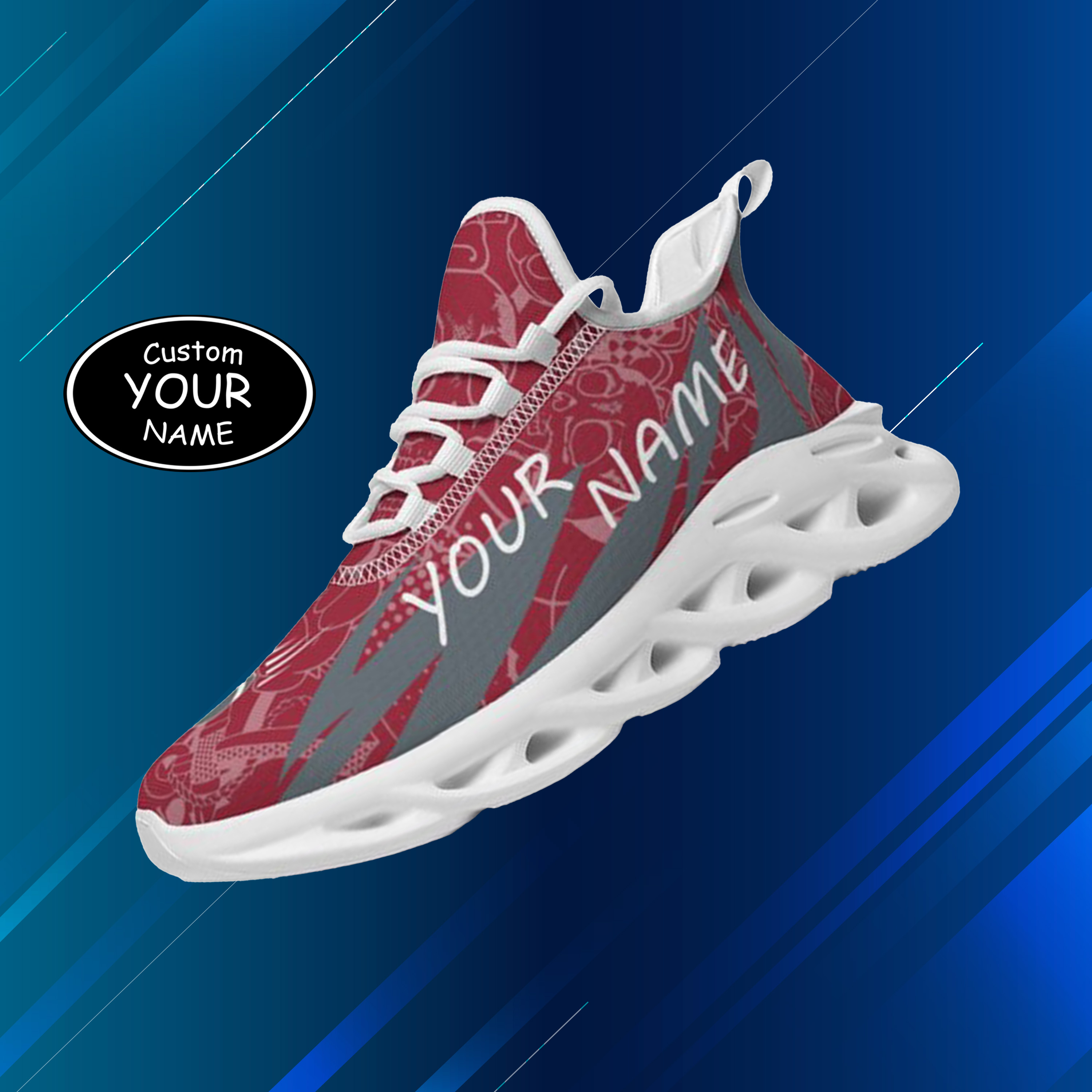 Personalized Washington State Cougars Custom Max Sowl Shoes, Personalized Sport Footwear, Custom Color-Blocked Running Shoes