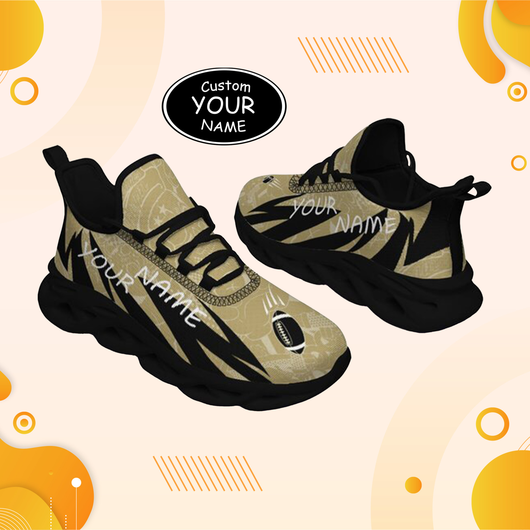 Max Sowl-25-yy-Orlando-11-4, Personalized UCF Knights Custom Max Sowl Shoes, Personalized Sport Footwear, Custom Color-Blocked Running Shoes