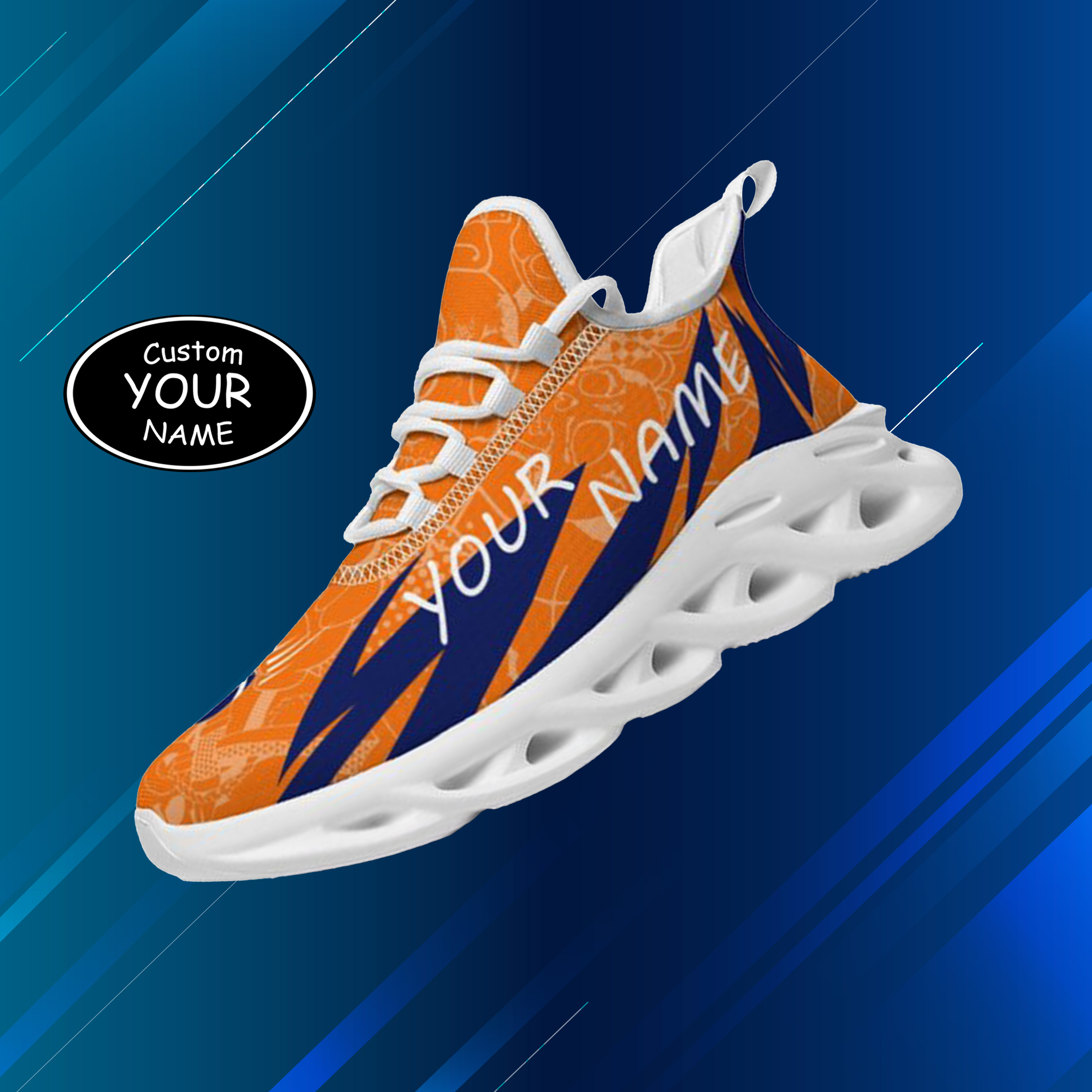 Max Sowl-25-yy-Syracuse-15-4, Personalized Syracuse Orange Custom Max Sowl Shoes, Personalized Sport Footwear, Custom Color-Blocked Running Shoes