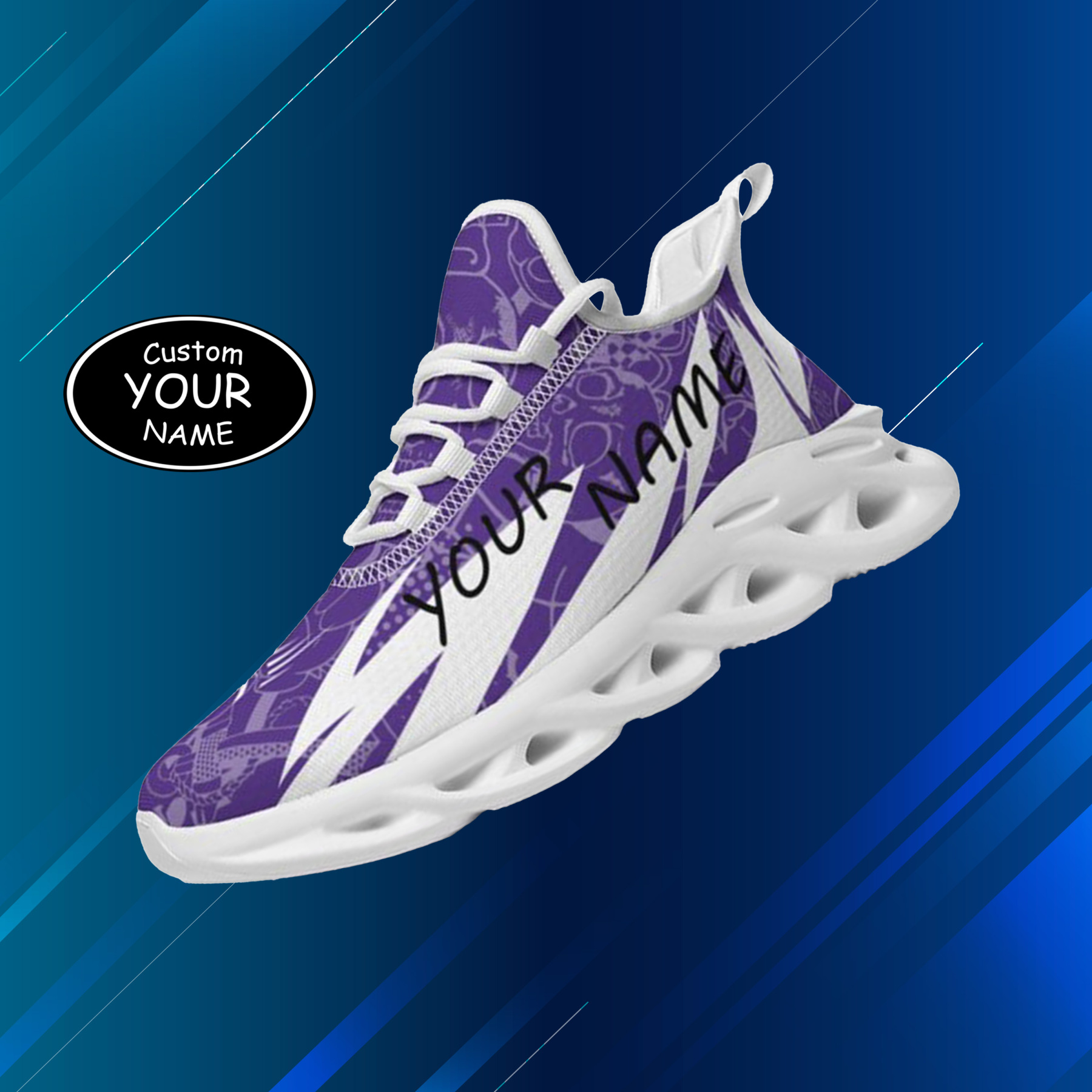 Personalized Northwestern Wildcats Custom Max Sowl Shoes, Personalized Sport Footwear, Custom Color-Blocked Running Shoes