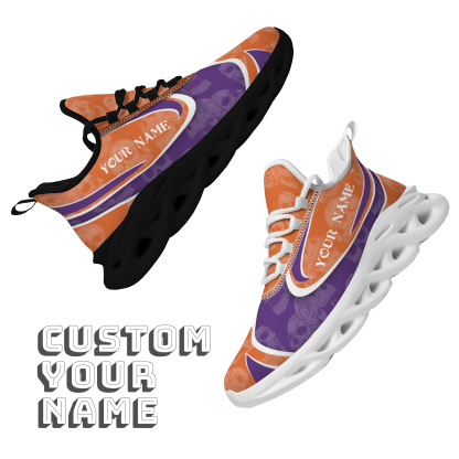 Max Sowl-25-cy-Clemson-1-5, Personalized Clemson Tigers Custom Max Sowl Shoes, Personalized Sport Footwear, Custom Color-Blocked Running Shoes