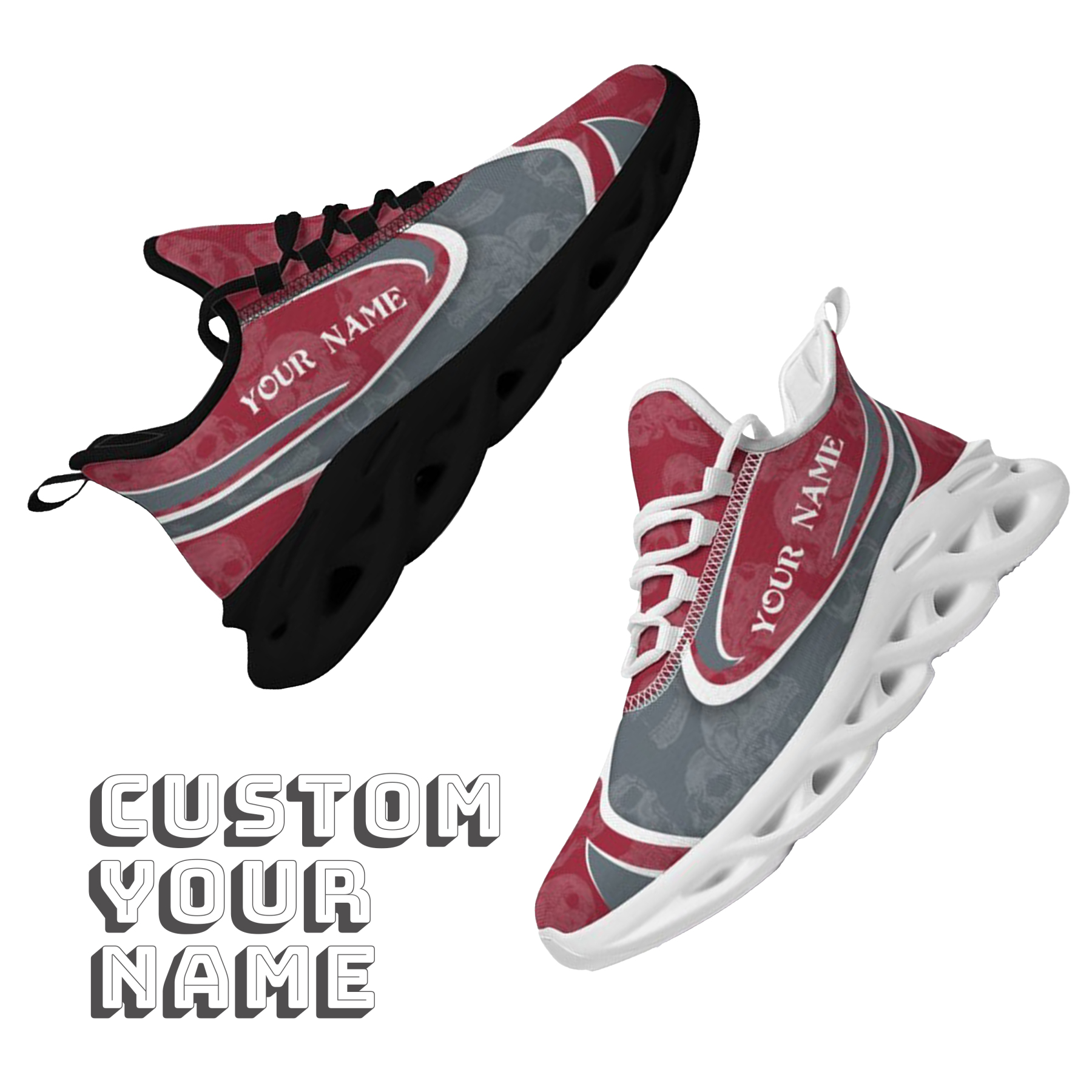 Max Sowl-25-cy-Pullman-10-5, Personalized Washington State Cougars Custom Max Sowl Shoes, Personalized Skull Sport Footwear, Custom Color-Blocked Running Shoes