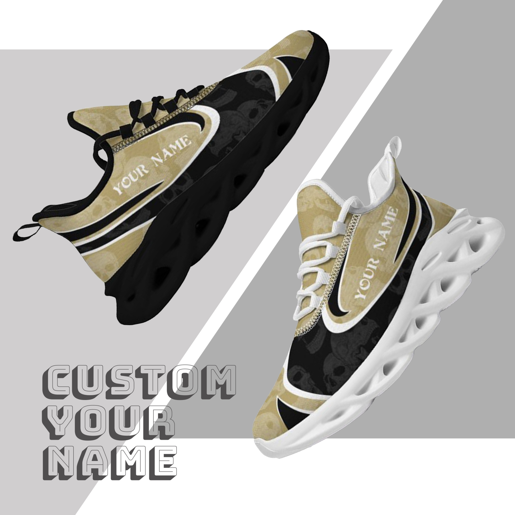 Personalized UCF Knights Custom Max Sowl Shoes, Personalized Skull Sport Footwear, Custom Color-Blocked Running Shoes