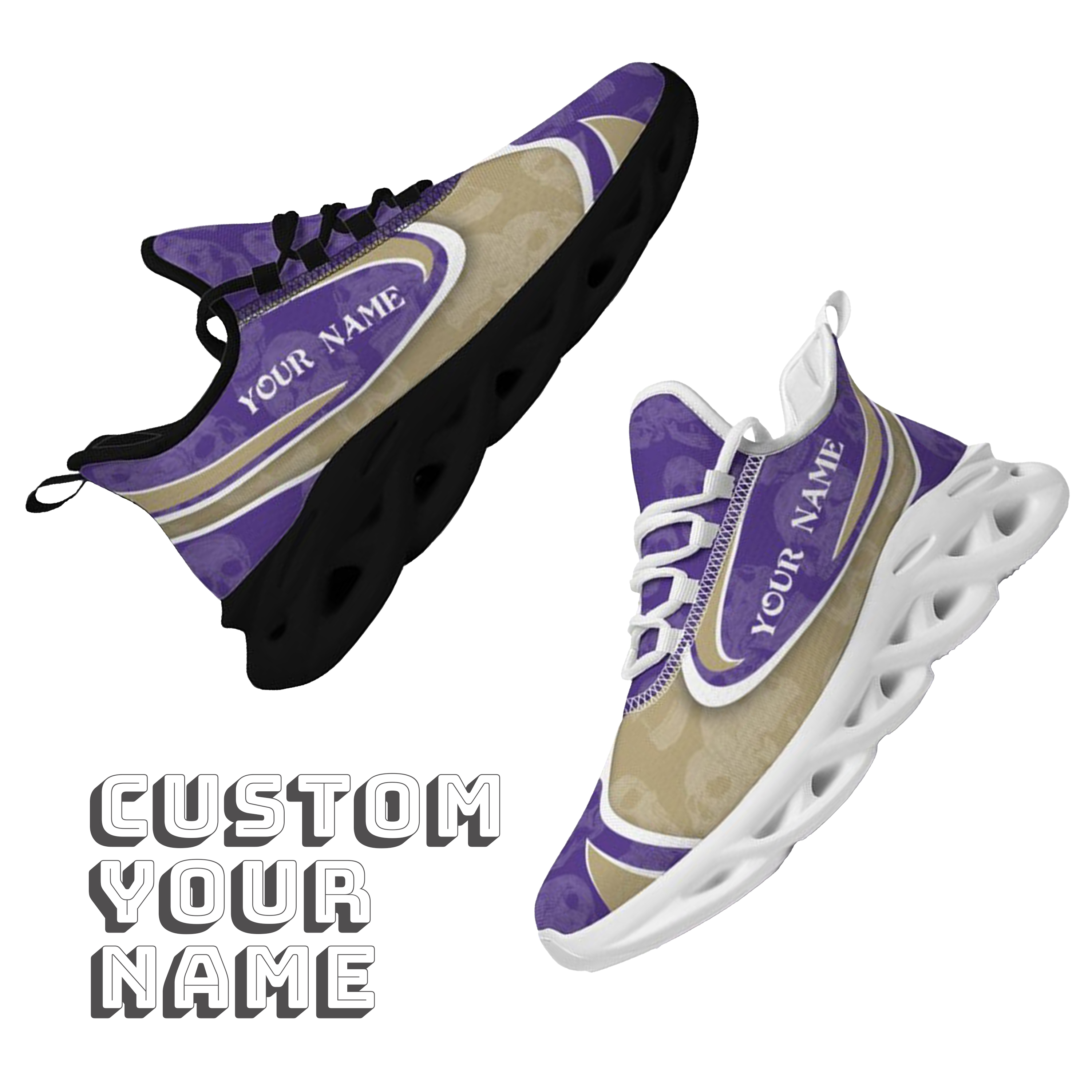 Max Sowl-25-cy-Seattle-13-5, Personalized Washington Huskies Custom Max Sowl Shoes, Personalized Skull Sport Footwear, Custom Color-Blocked Running Shoes