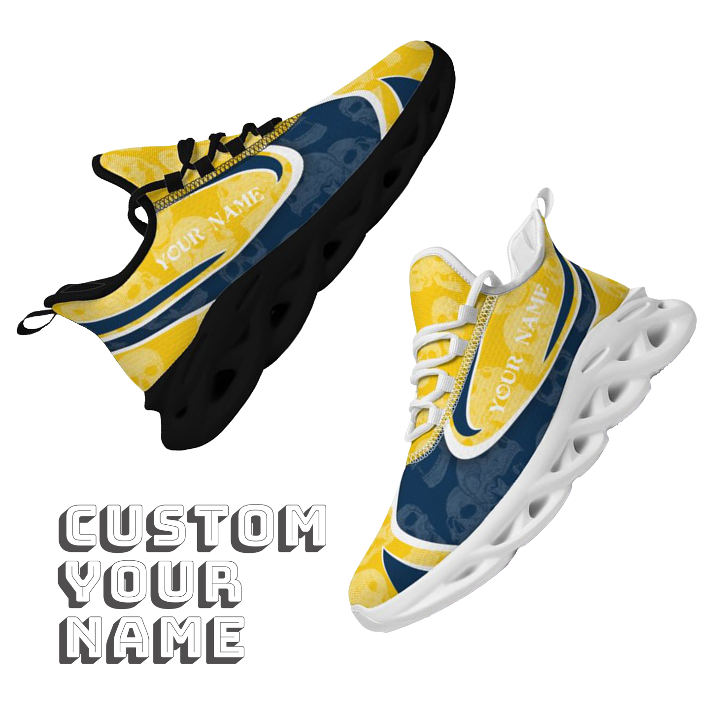 Max Sowl-25-cy-Ann Arbor-14-5, Personalized Michigan Wolverines Custom Max Sowl Shoes, Personalized Skull Sport Footwear, Custom Color-Blocked Running Shoes