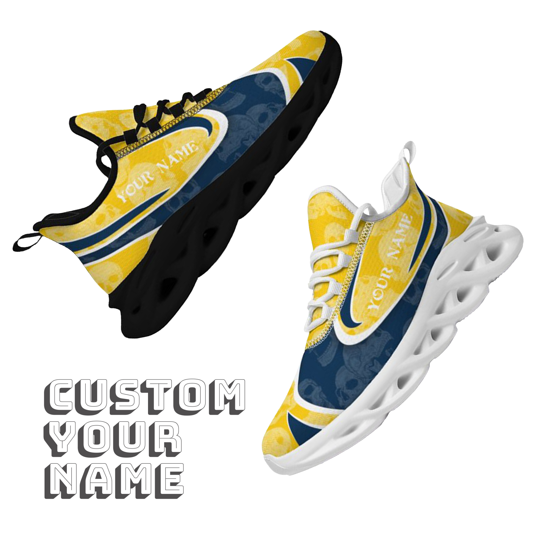 Max Sowl-25-cy-Ann Arbor-14-5, Personalized Michigan Wolverines Custom Max Sowl Shoes, Personalized Skull Sport Footwear, Custom Color-Blocked Running Shoes