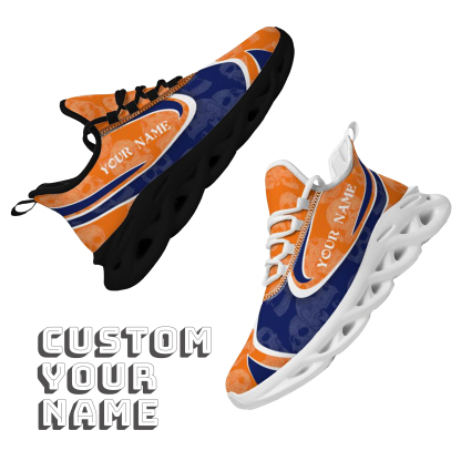 Max Sowl-25-cy-Syracuse-15-5, Personalized Syracuse Orange Custom Max Sowl Shoes, Personalized Skull Sport Footwear, Custom Color-Blocked Running Shoes