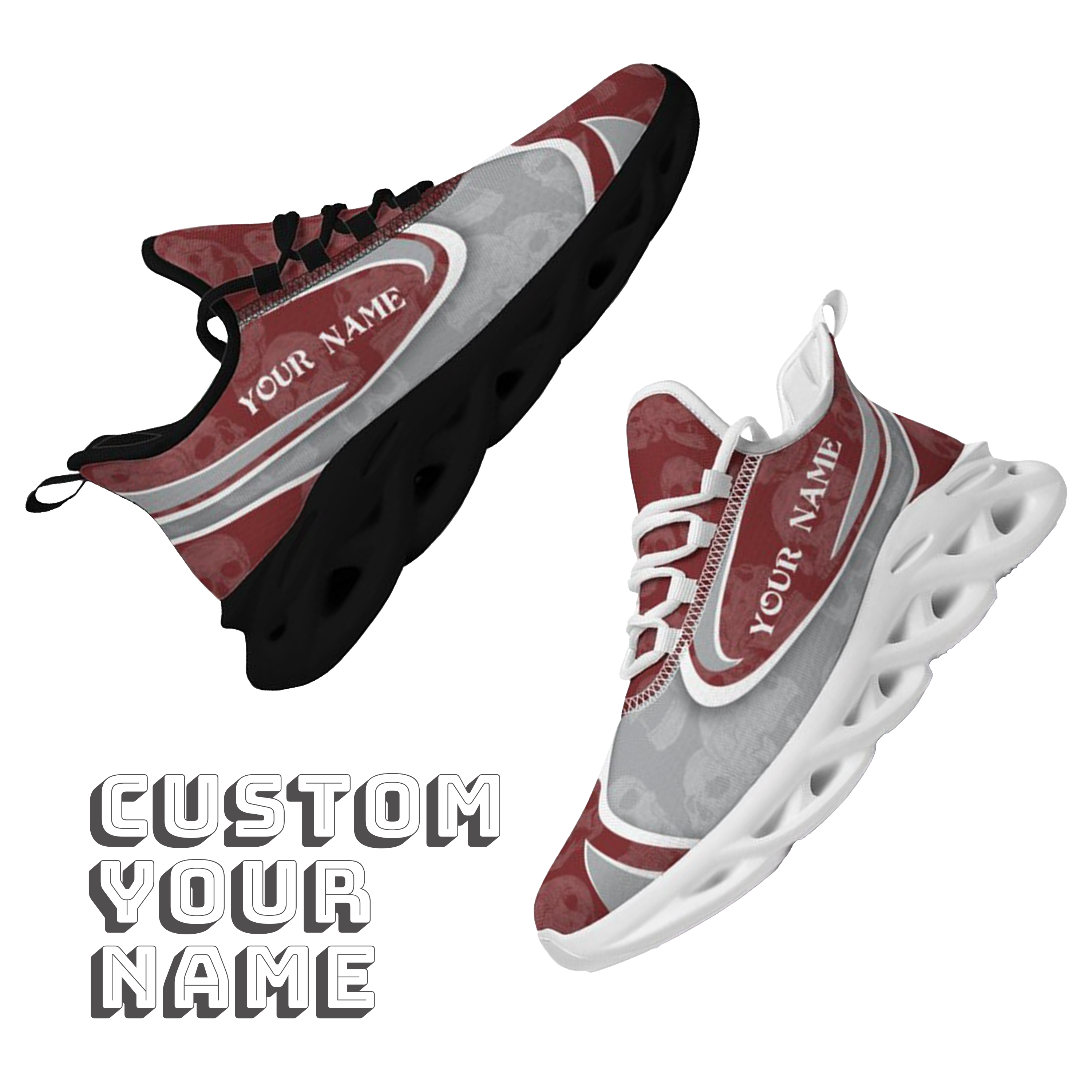 Max Sowl-25-cy-College Station-16-5, Personalized Texas A&M Aggies Custom Max Sowl Shoes, Personalized Skull Sport Footwear, Custom Color-Blocked Running Shoes