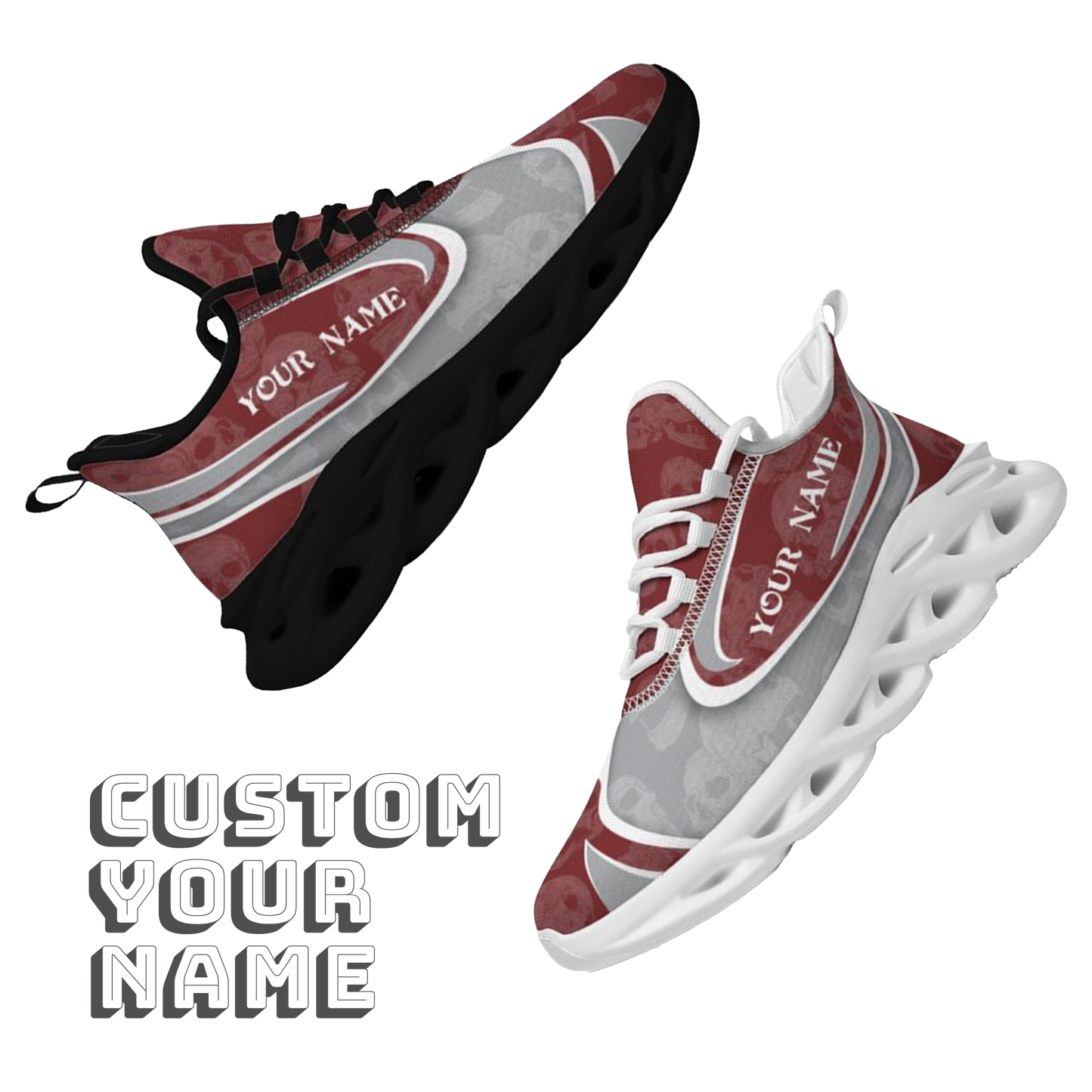 Max Sowl-25-cy-College Station-16-5, Personalized Texas A&M Aggies Custom Max Sowl Shoes, Personalized Skull Sport Footwear, Custom Color-Blocked Running Shoes