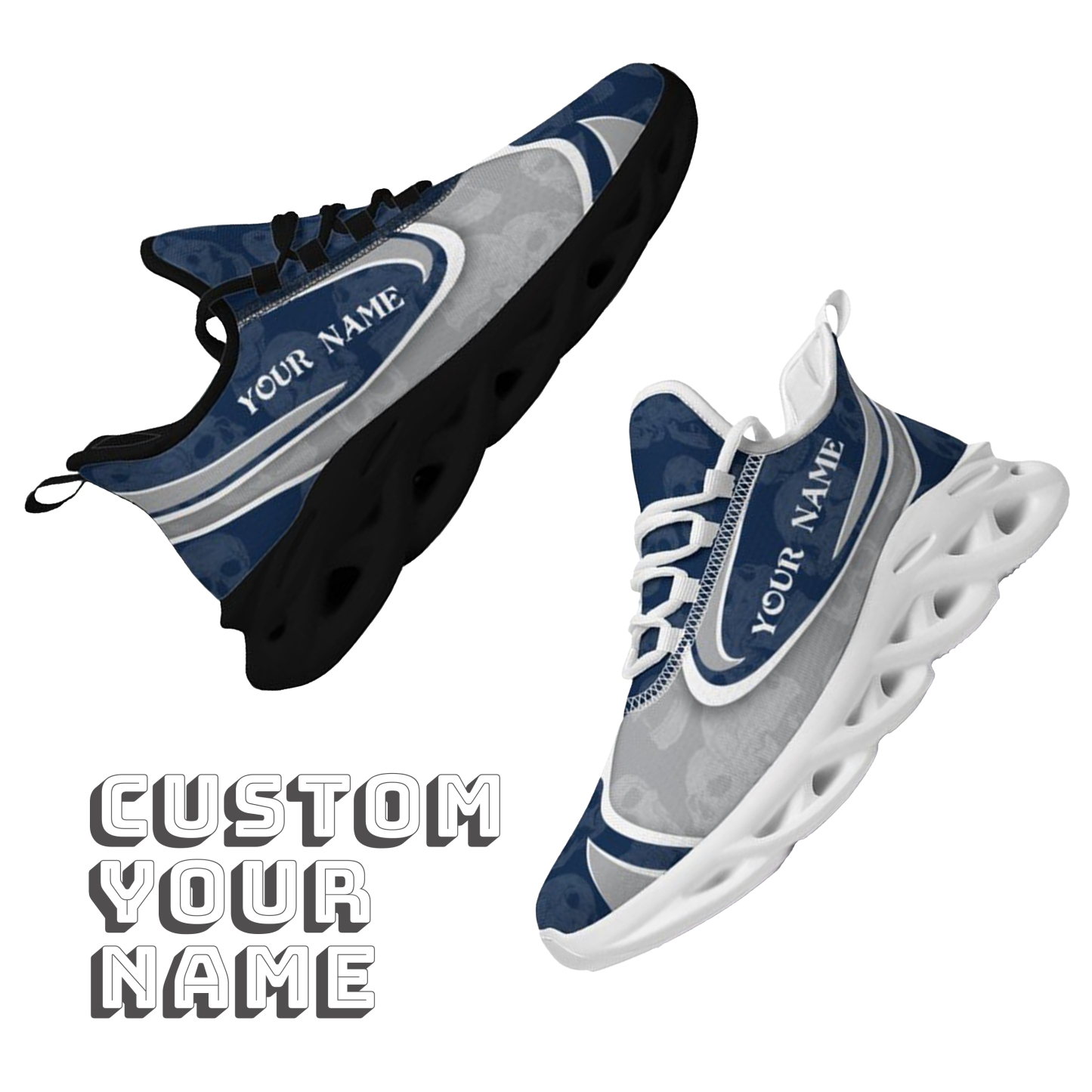 Max Sowl-25-cy-State College-17-5, Personalized Penn State Nittany Lions Custom Max Sowl Shoes, Personalized Skull Sport Footwear, Custom Color-Blocked Running Shoes