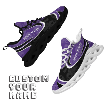 Max Sowl-25-cy-Evanston-21-5, Personalized Northwestern Wildcats Custom Max Sowl Shoes, Personalized Skull Sport Footwear, Custom Color-Blocked Running Shoes
