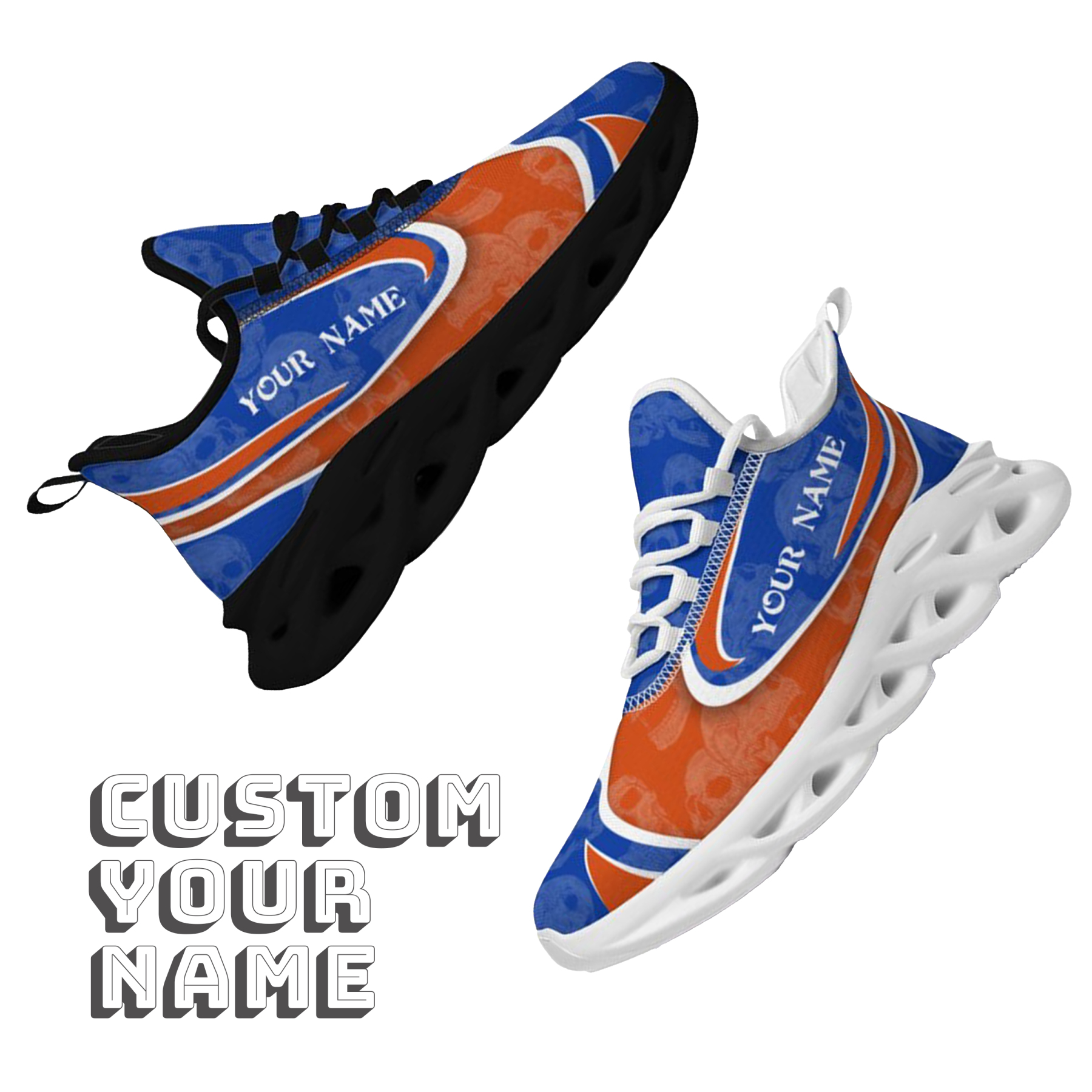 Max Sowl-25-cy-Boise-23-5, Personalized Boise State Broncos Custom Max Sowl Shoes, Personalized Skull Sport Footwear, Custom Color-Blocked Running Shoes