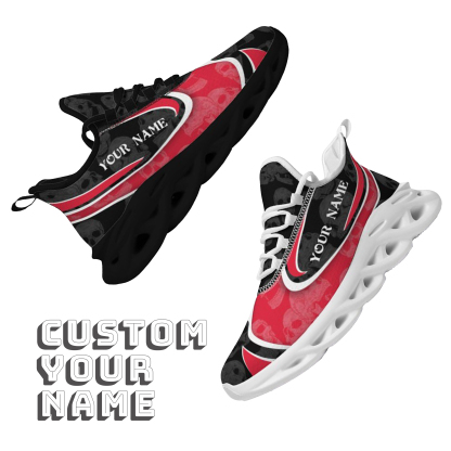 Max Sowl-25-cy-Cincinnati-24-5, Personalized Cincinnati Bearcats Custom Max Sowl Shoes, Personalized Skull Sport Footwear, Custom Color-Blocked Running Shoes