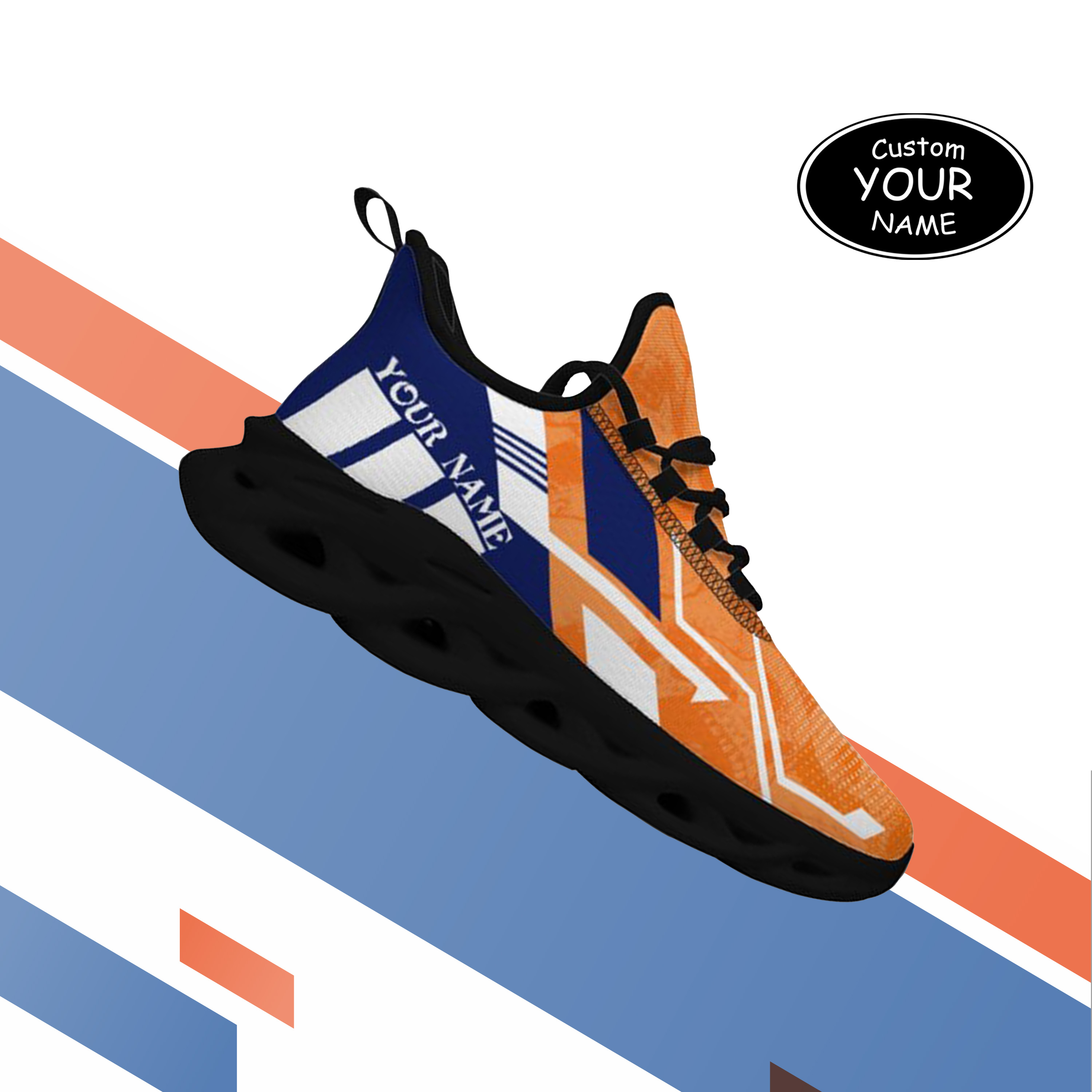 Max Sowl-25-yy-Syracuse-15-5, Personalized Syracuse Orange Custom Max Sowl Shoes, Personalized Skull Sport Footwear, Custom Color-Blocked Running Shoes