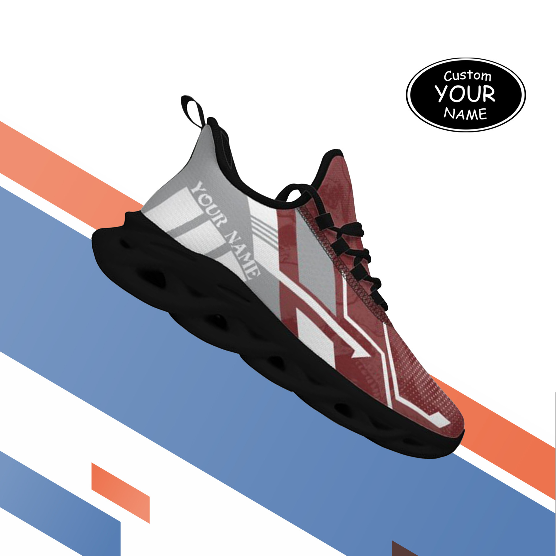 Max Sowl-25-yy-College Station-16-5, Personalized Texas A&M Aggies Custom Max Sowl Shoes, Personalized Skull Sport Footwear, Custom Color-Blocked Running Shoes