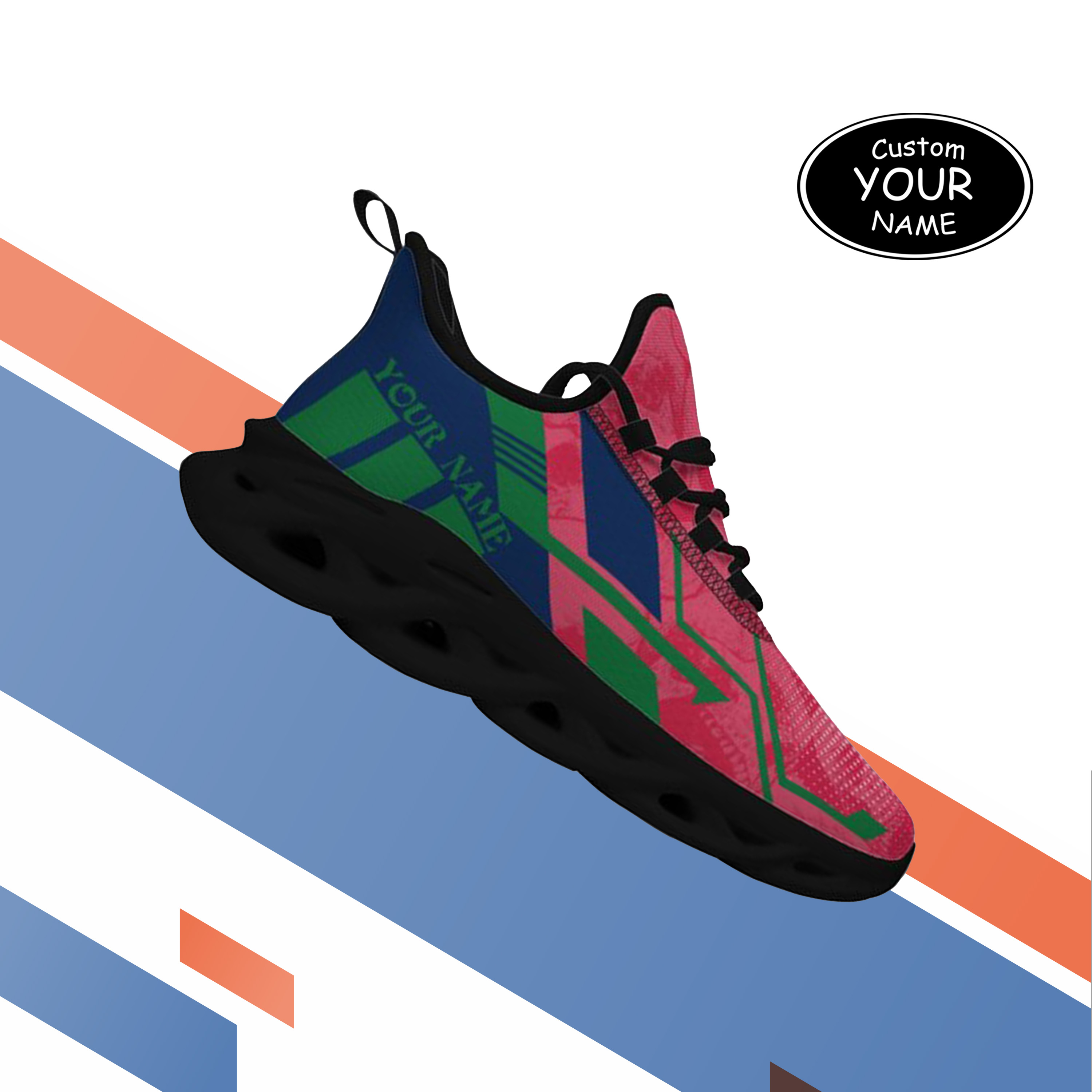 Max Sowl-25-yy-Fresno-18-5, Personalized Fresno State Bulldogs Custom Max Sowl Shoes, Personalized Skull Sport Footwear, Custom Color-Blocked Running Shoes