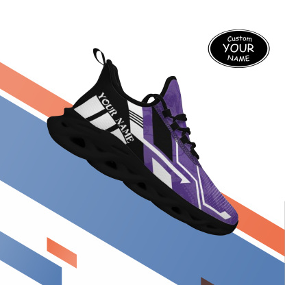 Max Sowl-25-yy-Evanston-21-5, Personalized Northwestern Wildcats Custom Max Sowl Shoes, Personalized Skull Sport Footwear, Custom Color-Blocked Running Shoes