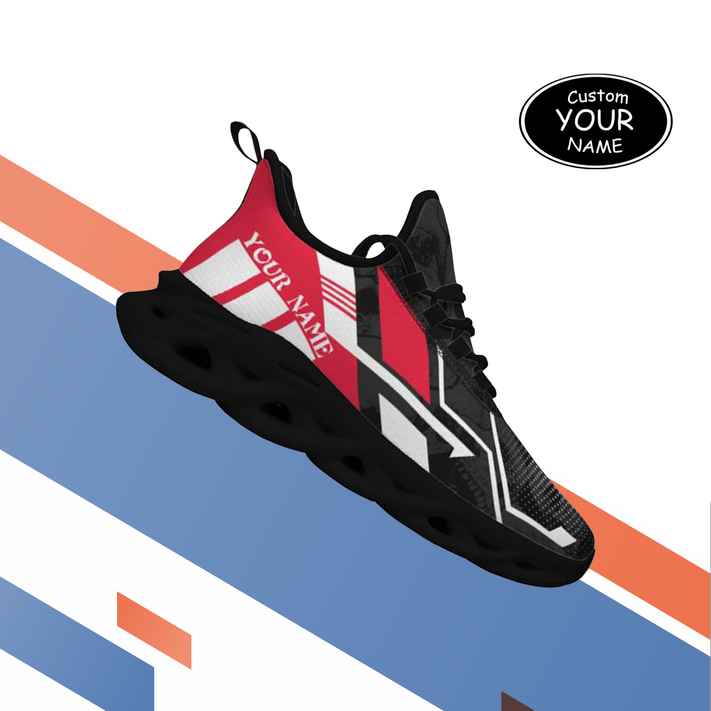 Max Sowl-25-yy-Cincinnati-24-5, Personalized Cincinnati Bearcats Custom Max Sowl Shoes, Personalized Skull Sport Footwear, Custom Color-Blocked Running Shoes