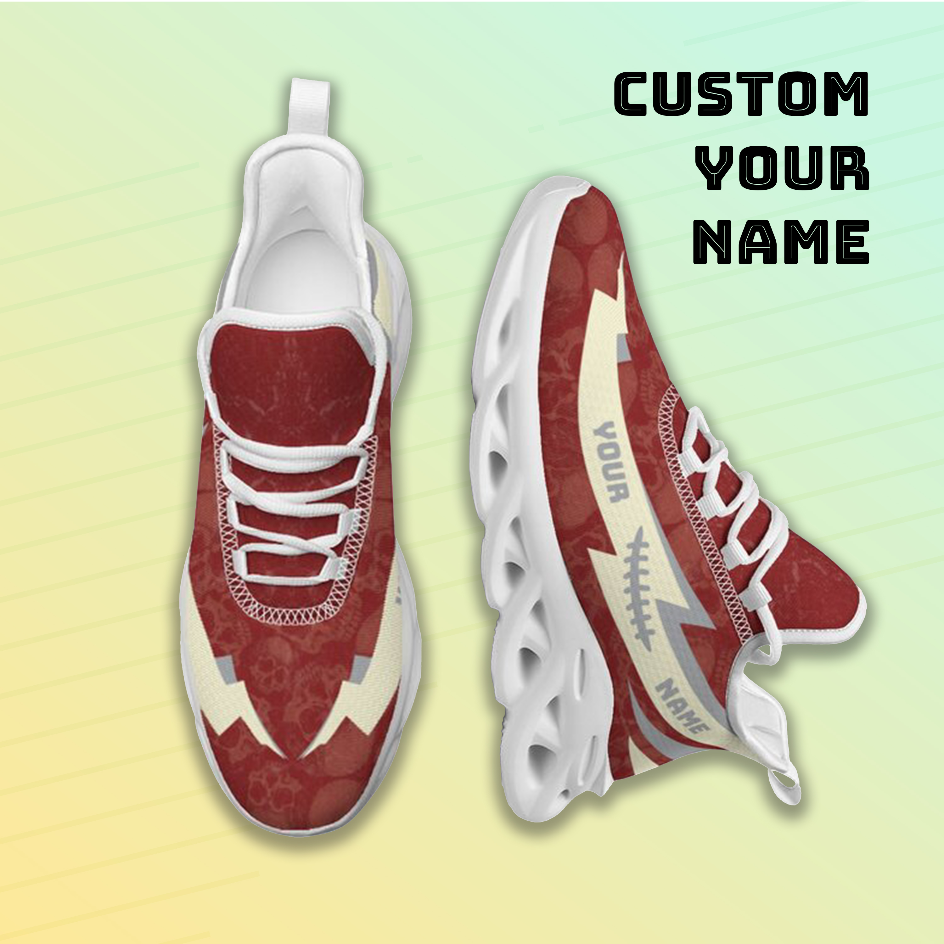 Max Sowl-25-cy-Norman-4-6, Personalized Oklahoma Sooners Custom Max Sowl Shoes, Personalized Skull Sport Footwear, Custom Color-Blocked Running Shoes