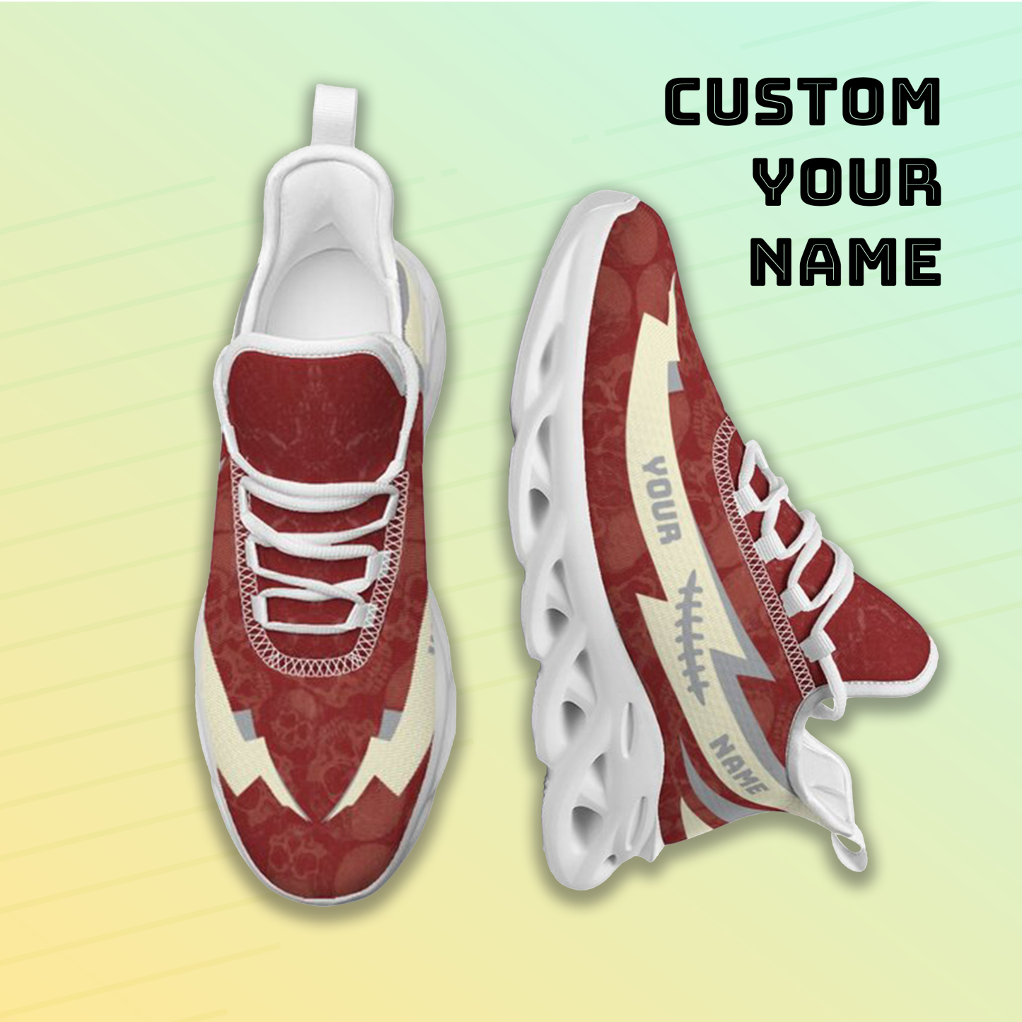 Personalized Oklahoma Sooners Custom Max Sowl Shoes, Personalized Skull Sport Footwear, Custom Color-Blocked Running Shoes
