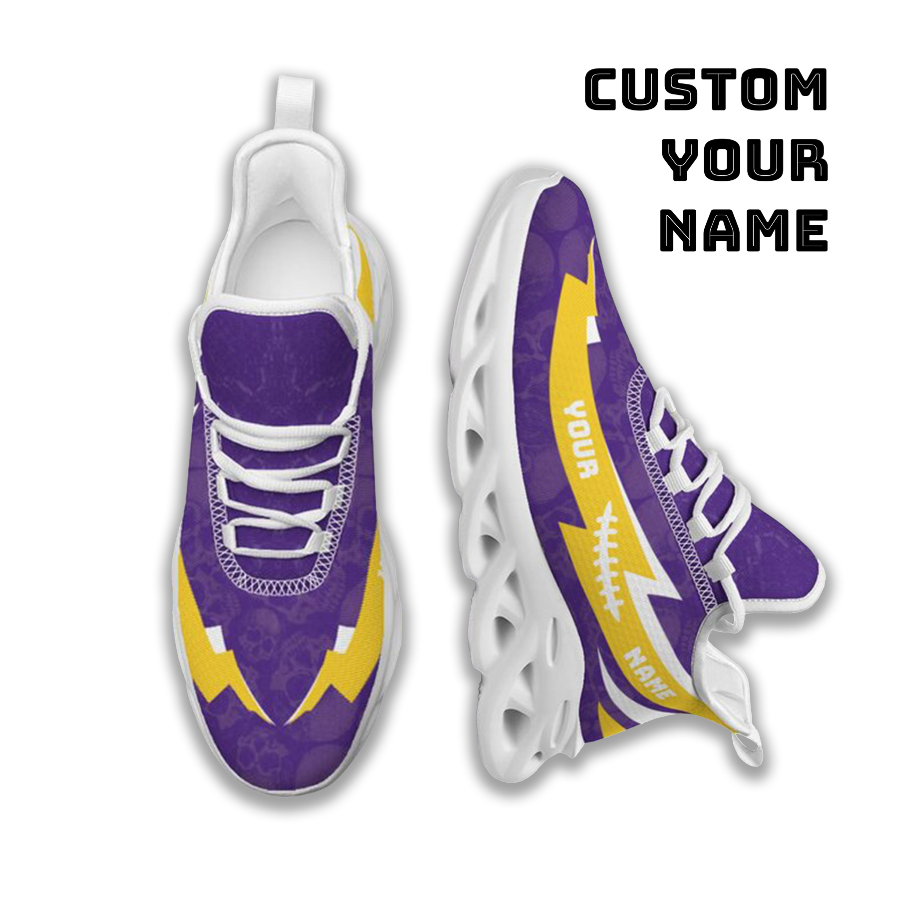 Max Sowl-25-cy-Baton Rouge-6-6, Personalized LSU Tigers Custom Max Sowl Shoes, Personalized Skull Sport Footwear, Custom Color-Blocked Running Shoes