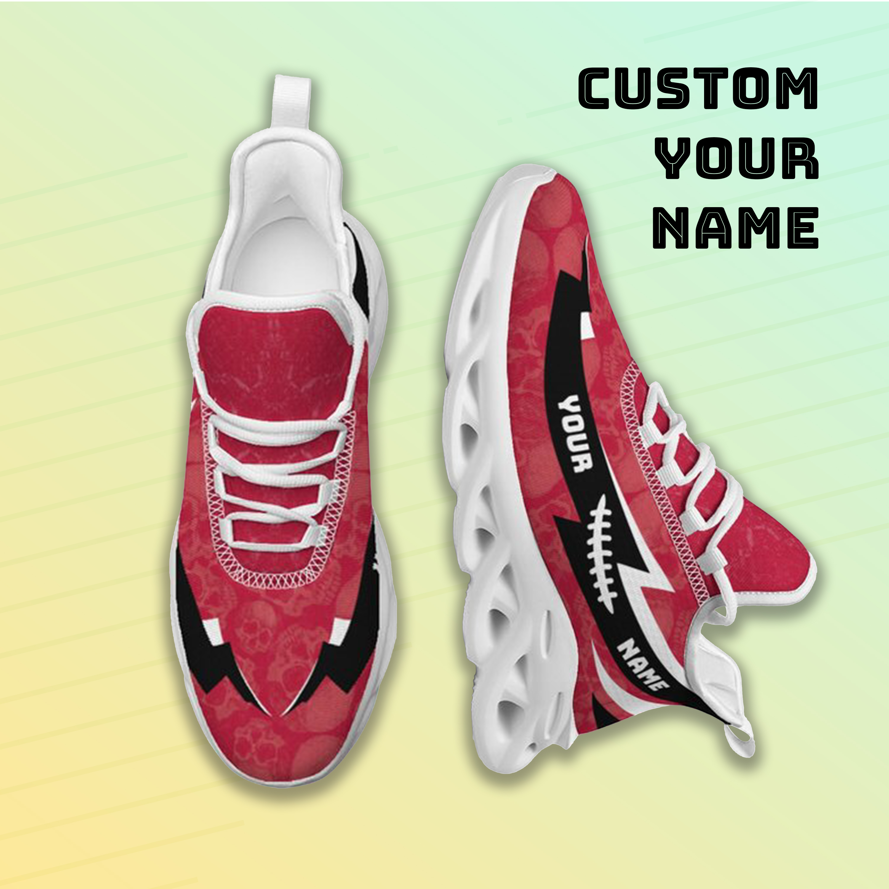 Personalized Georgia Bulldogs Custom Max Sowl Shoes, Personalized Skull Sport Footwear, Custom Color-Blocked Running Shoes