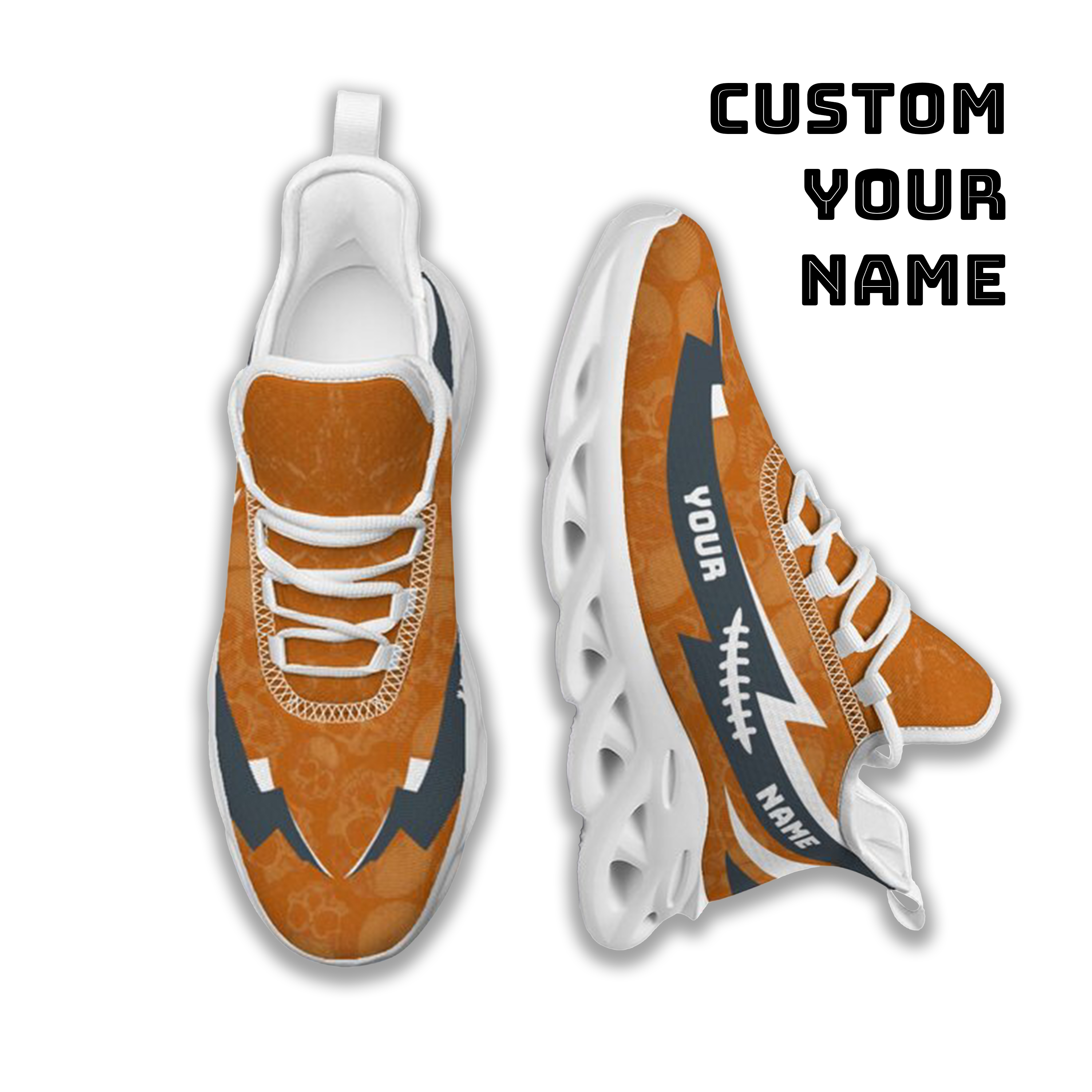 Max Sowl-25-cy-Austin-9-6, Personalized Texas Longhorns Custom Max Sowl Shoes, Personalized Skull Sport Footwear, Custom Color-Blocked Running Shoes