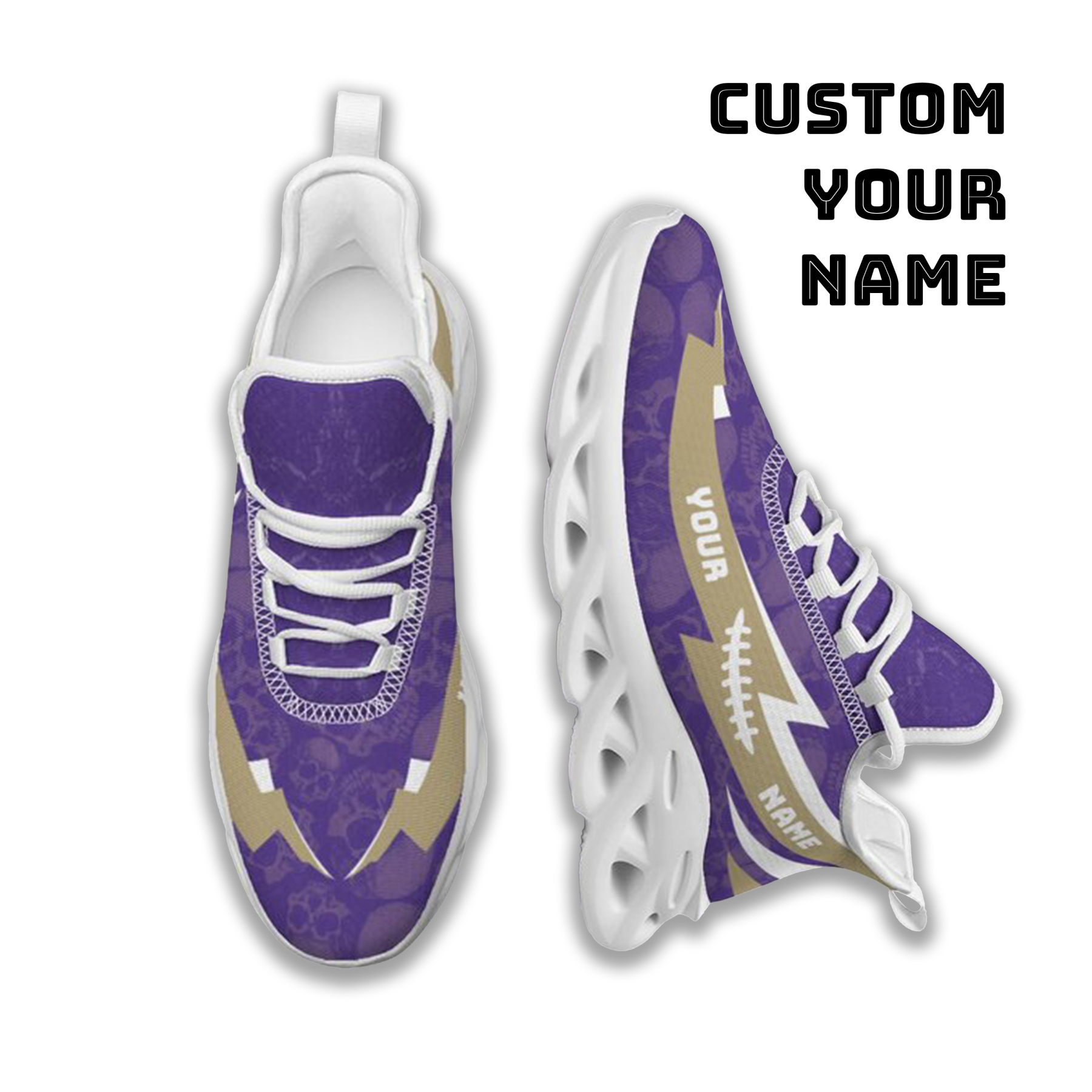 Max Sowl-25-cy-Seattle-13-6, Personalized Washington Huskies Custom Max Sowl Shoes, Personalized Skull Sport Footwear, Custom Color-Blocked Running Shoes
