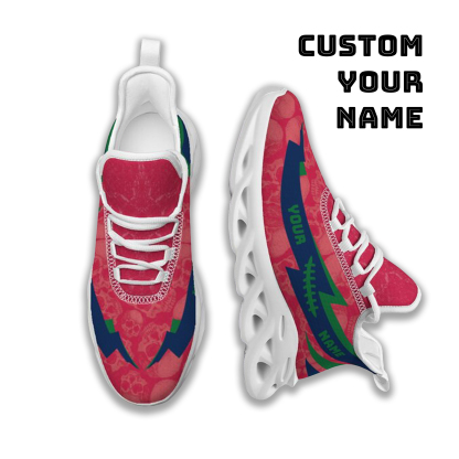 Max Sowl-25-cy-Fresno-18-6, Personalized Fresno State Bulldogs Custom Max Sowl Shoes, Personalized Skull Sport Footwear, Custom Color-Blocked Running Shoes