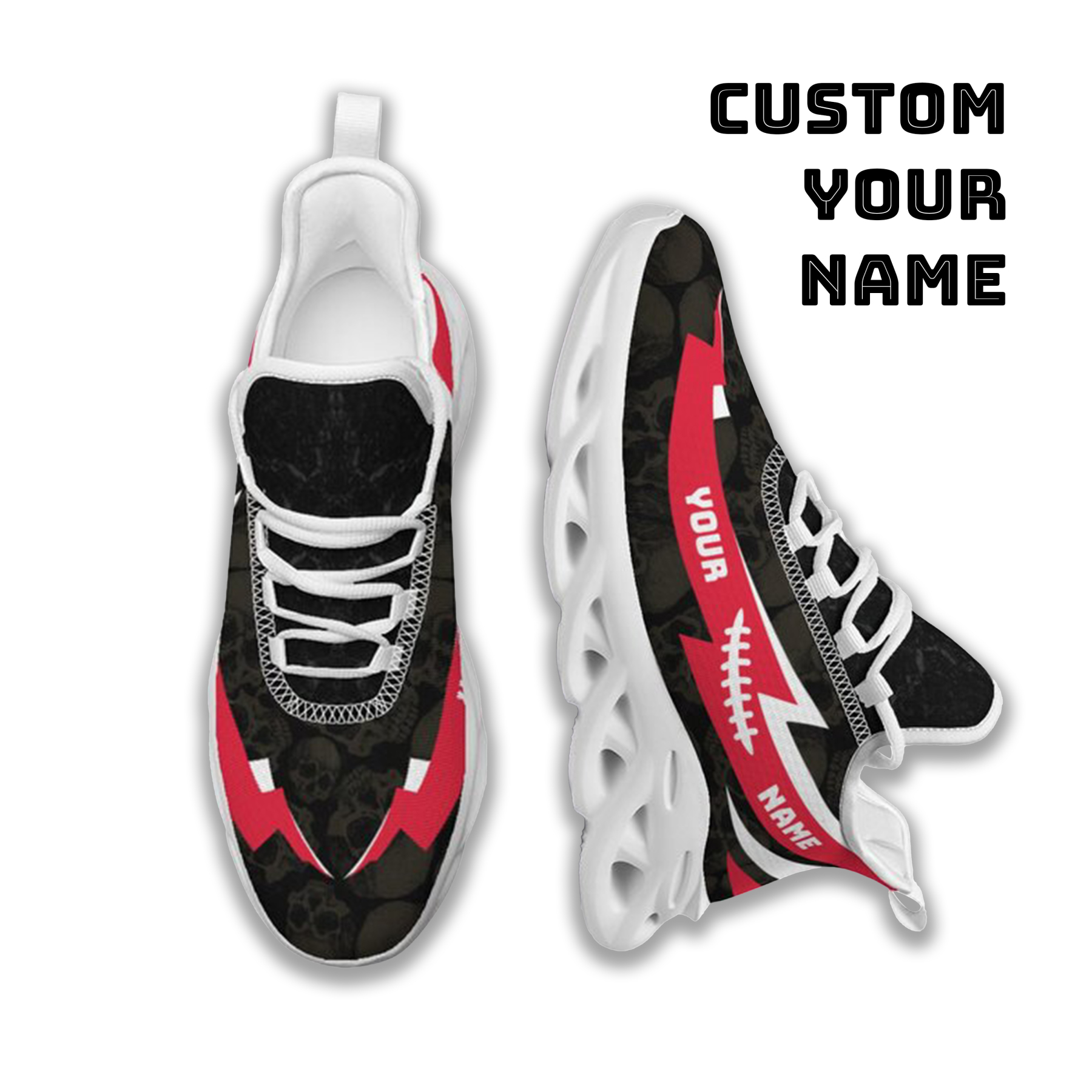 Max Sowl-25-cy-Cincinnati-24-6, Personalized Cincinnati Bearcats Custom Max Sowl Shoes, Personalized Skull Sport Footwear, Custom Color-Blocked Running Shoes