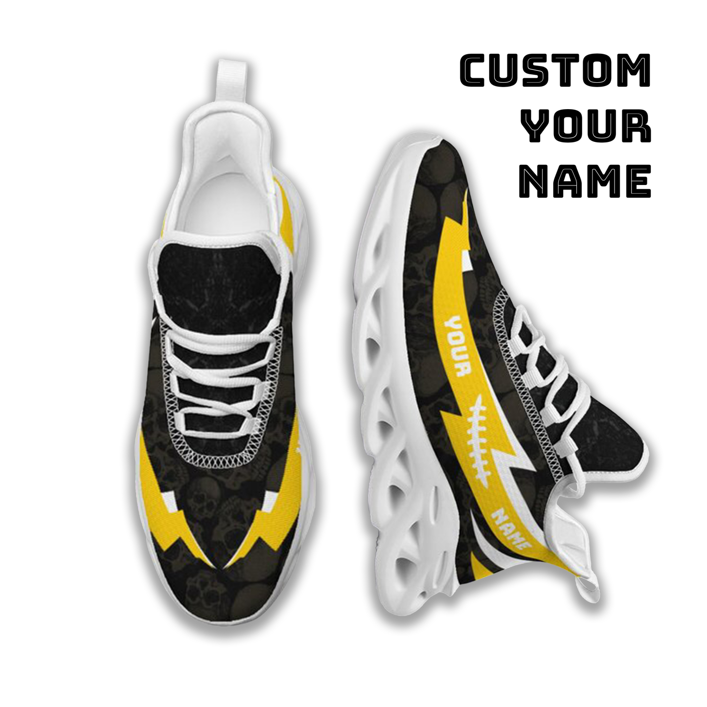 Max Sowl-25-cy-Iowa City-25-6, Personalized Iowa Hawkeyes Custom Max Sowl Shoes, Personalized Skull Sport Footwear, Custom Color-Blocked Running Shoes