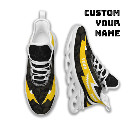 Max Sowl-25-cy-Iowa City-25-6, Personalized Iowa Hawkeyes Custom Max Sowl Shoes, Personalized Skull Sport Footwear, Custom Color-Blocked Running Shoes