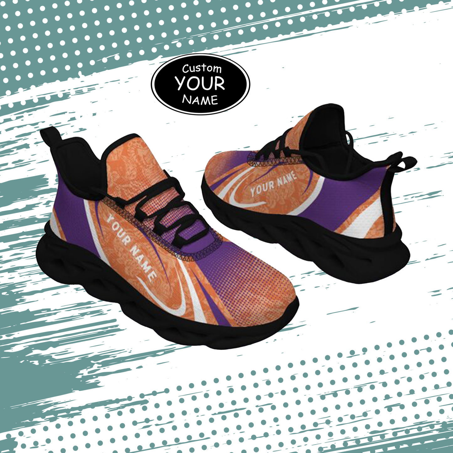 Max Sowl-25-yy-Clemson-1-6, Personalized Clemson Tigers Custom Max Sowl Shoes, Personalized Skull Sport Footwear, Custom Color-Blocked Running Shoes