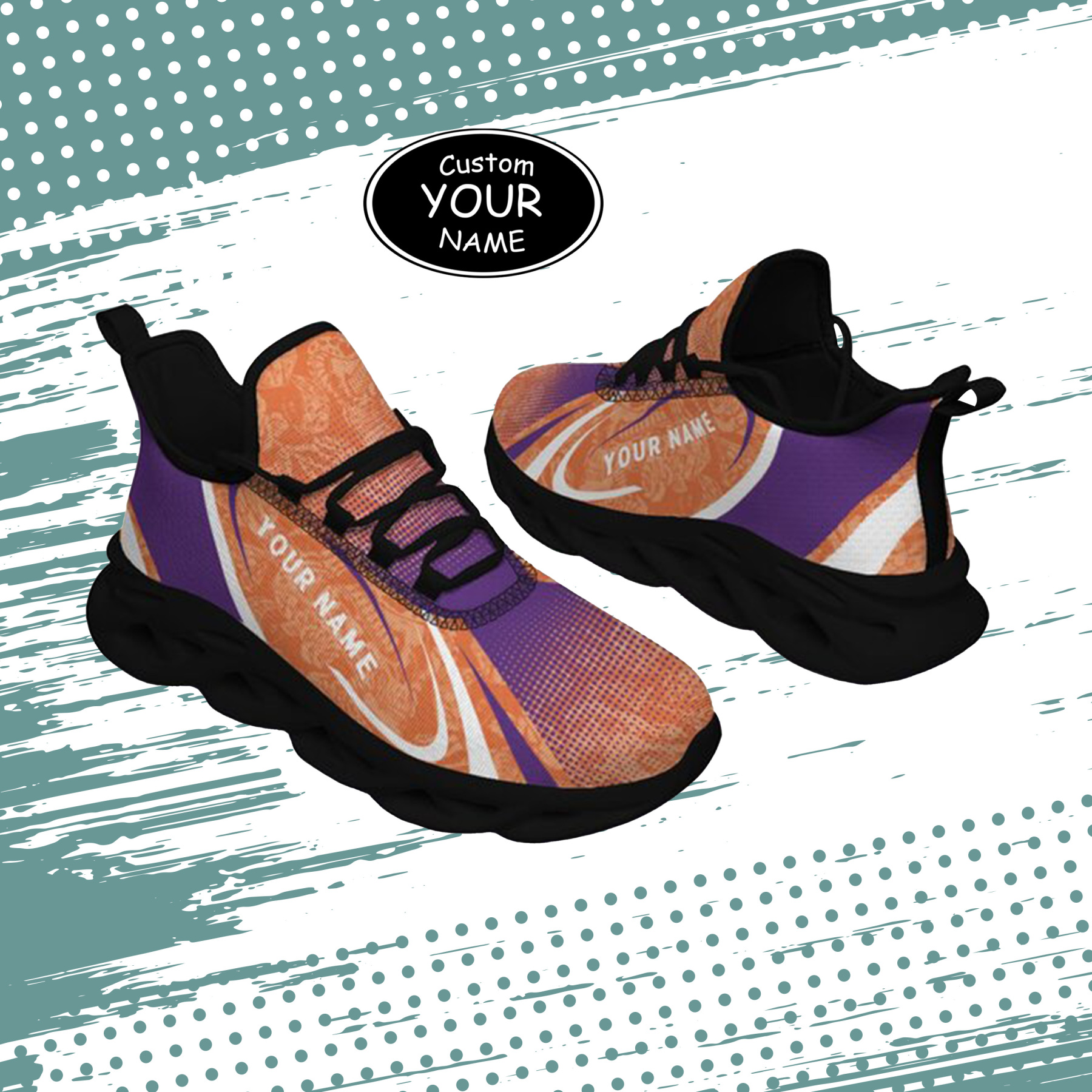 Max Sowl-25-yy-Clemson-1-6, Personalized Clemson Tigers Custom Max Sowl Shoes, Personalized Skull Sport Footwear, Custom Color-Blocked Running Shoes