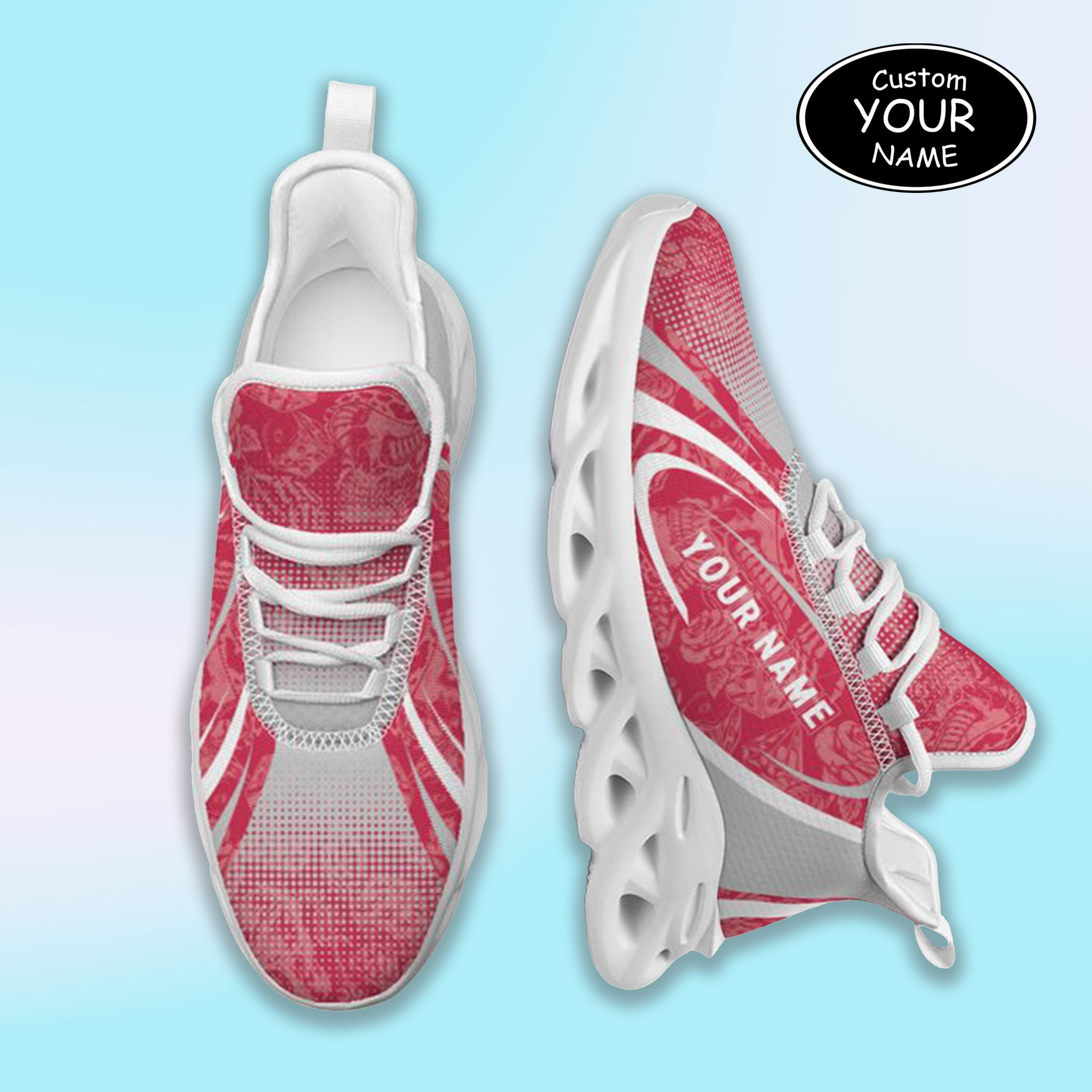 Personalized Alabama Crimson Tide Custom Max Sowl Shoes, Personalized Skull Sport Footwear, Custom Color-Blocked Running Shoes