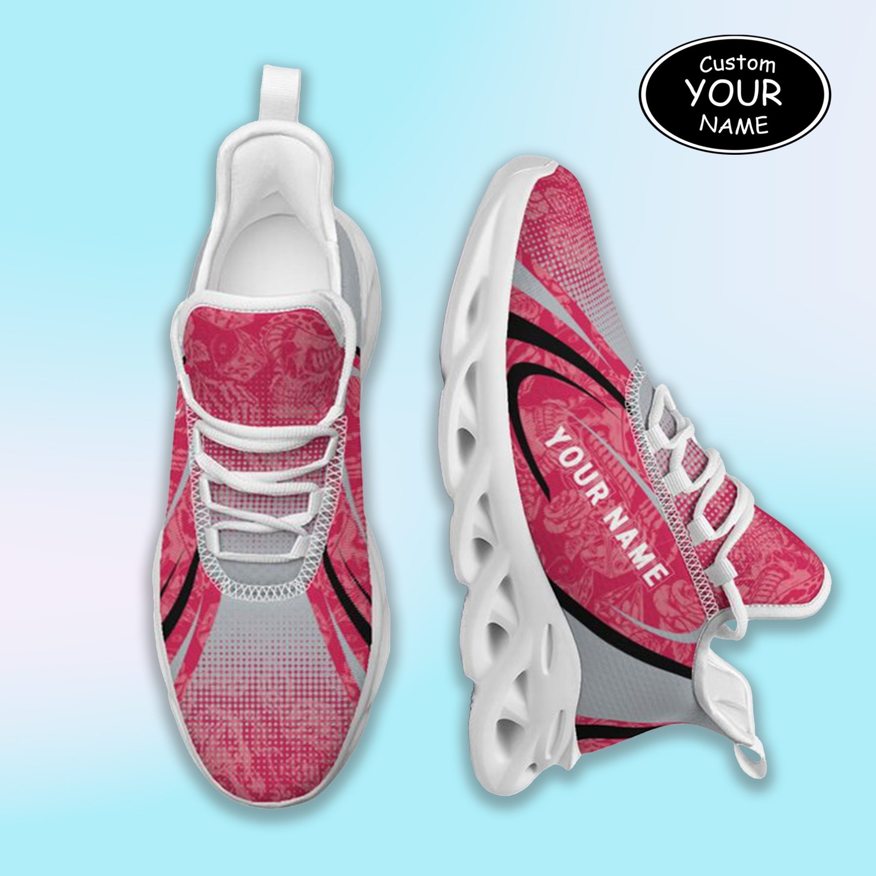 Personalized Ohio State Buckeyes Custom Max Sowl Shoes, Personalized Skull Sport Footwear, Custom Color-Blocked Running Shoes