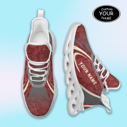 Personalized Oklahoma Sooners Custom Max Sowl Shoes, Personalized Skull Sport Footwear, Custom Color-Blocked Running Shoes