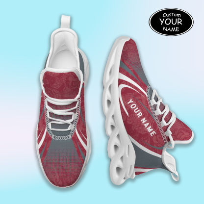 Personalized Washington State Cougars Custom Max Sowl Shoes, Personalized Skull Sport Footwear, Custom Color-Blocked Running Shoes