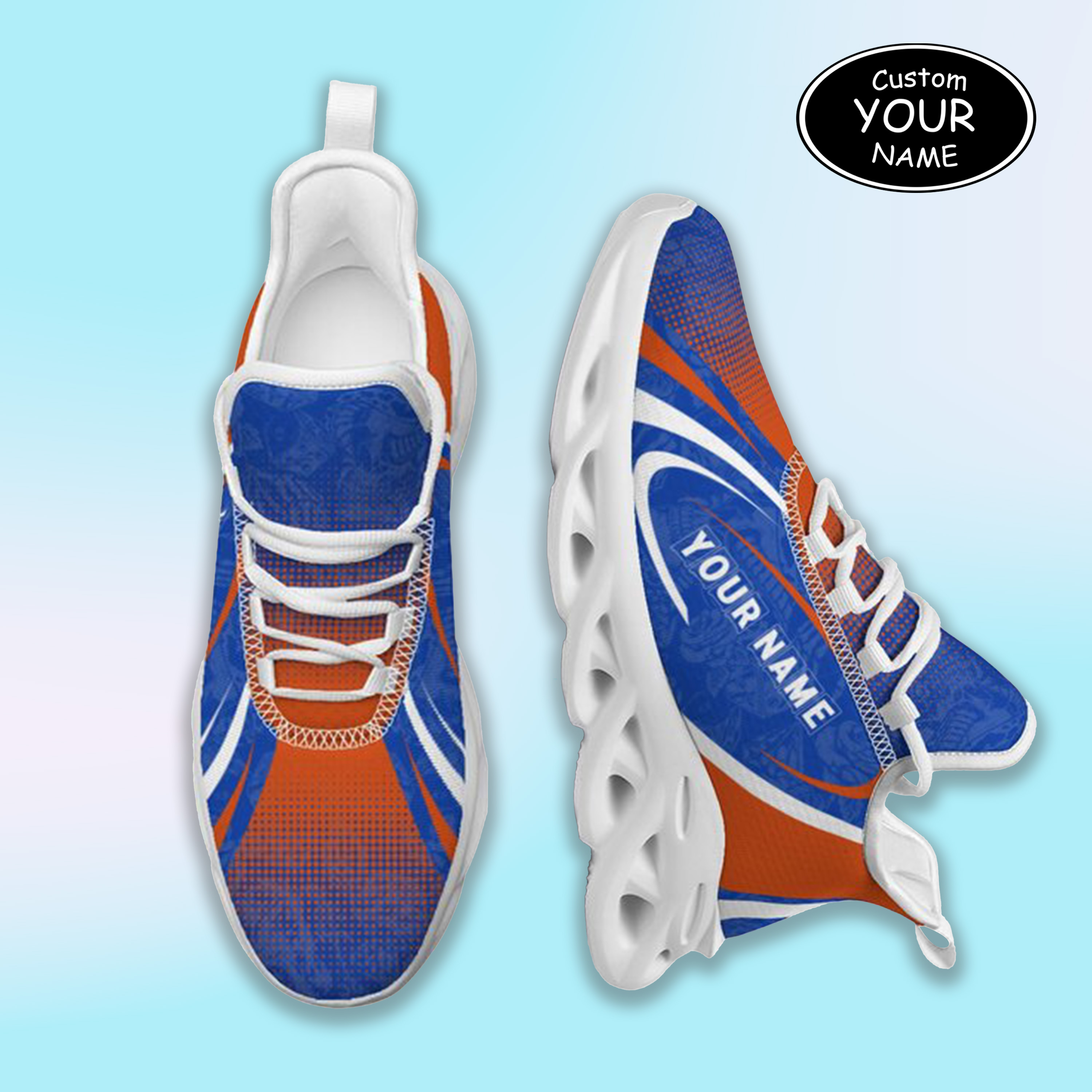 Personalized Boise State Broncos Custom Max Sowl Shoes, Personalized Skull Sport Footwear, Custom Color-Blocked Running Shoes